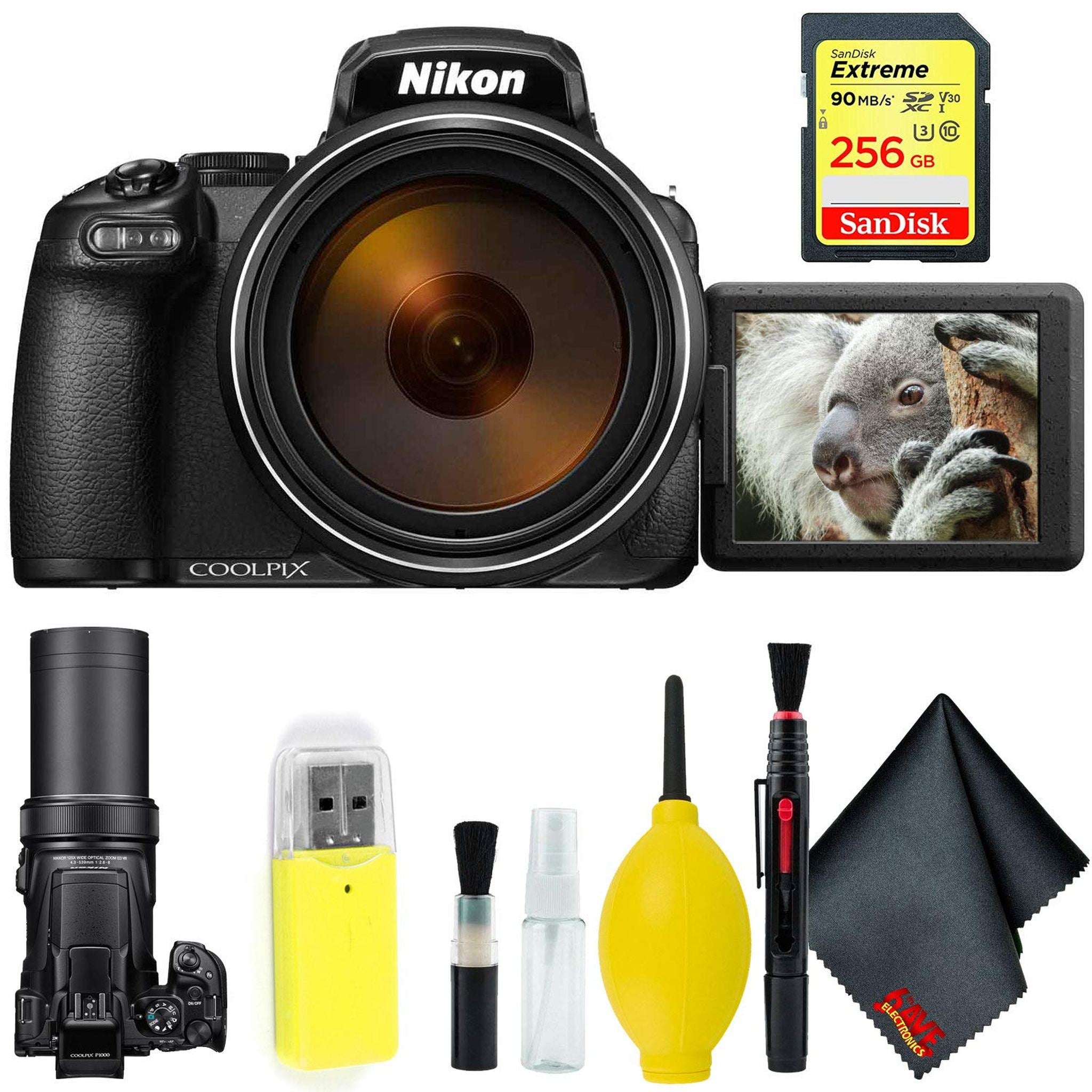 Nikon COOLPIX P1000 Digital Camera + 256GB Sandisk Extreme Memory Card Base Bundle International Model Nikon