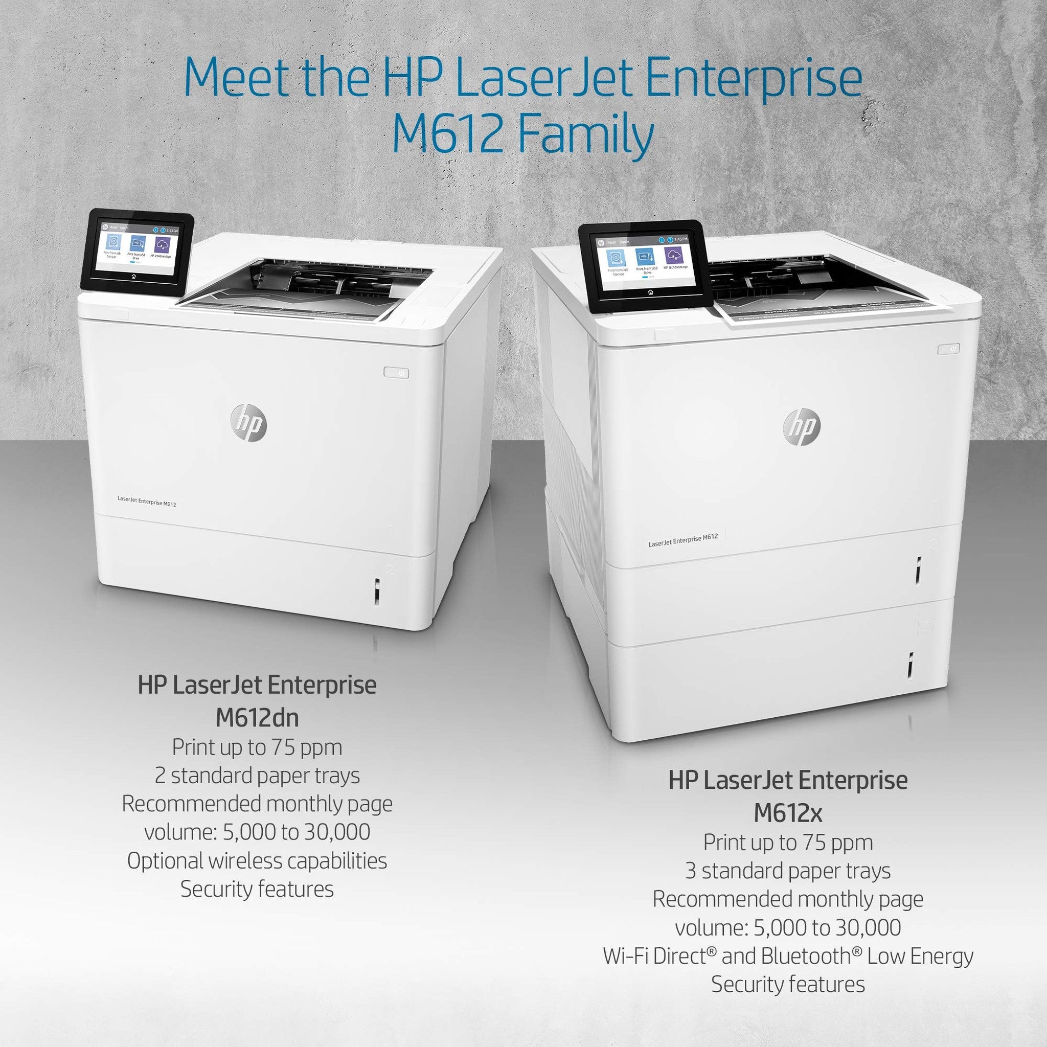 HP LaserJet Enterprise M612dn Monochrome Printer with built-in Ethernet & 2-sided printing 7PS86A HP