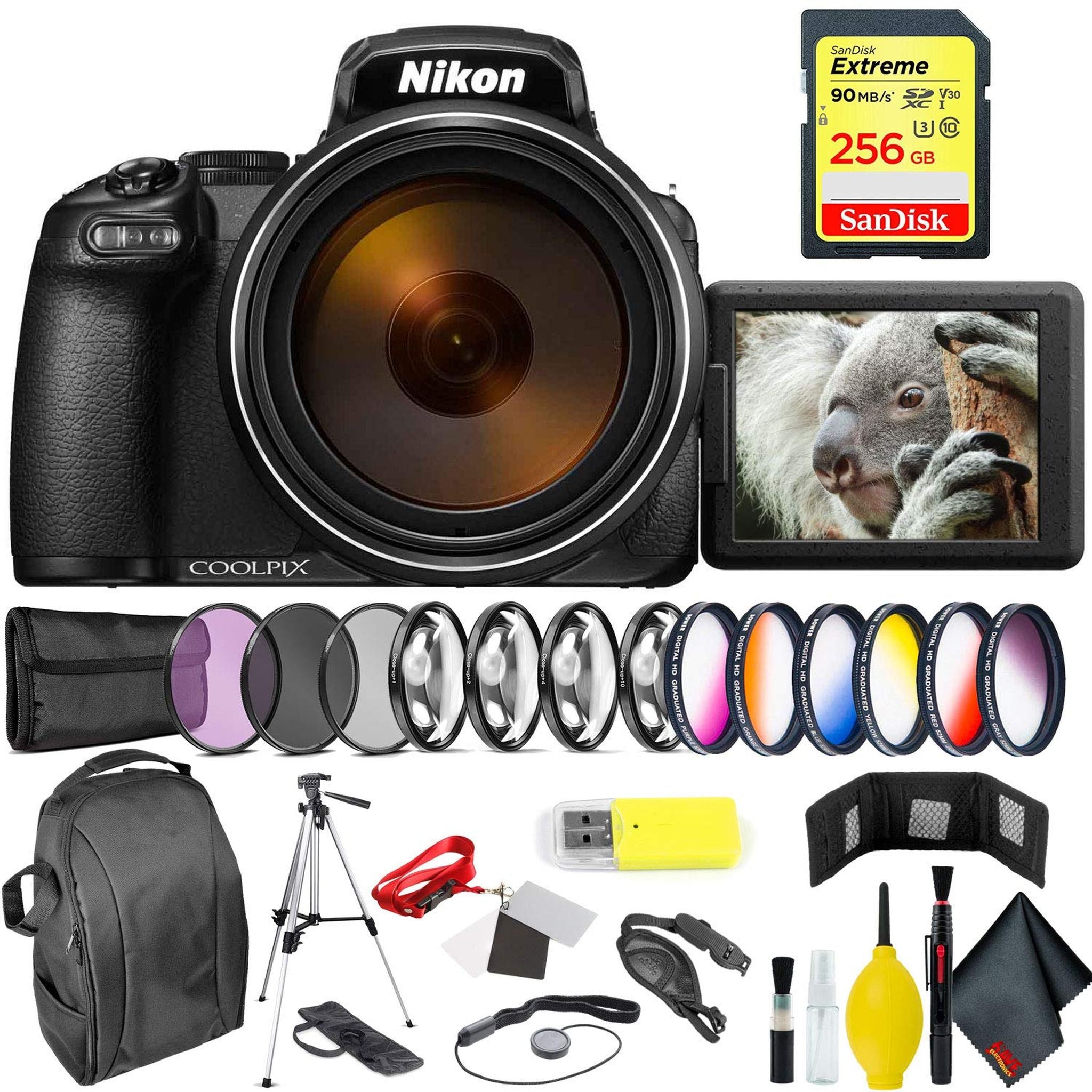 Nikon COOLPIX P1000 Digital Camera + 256GB Sandisk Extreme Memory Card Professional Bundle International Model Nikon