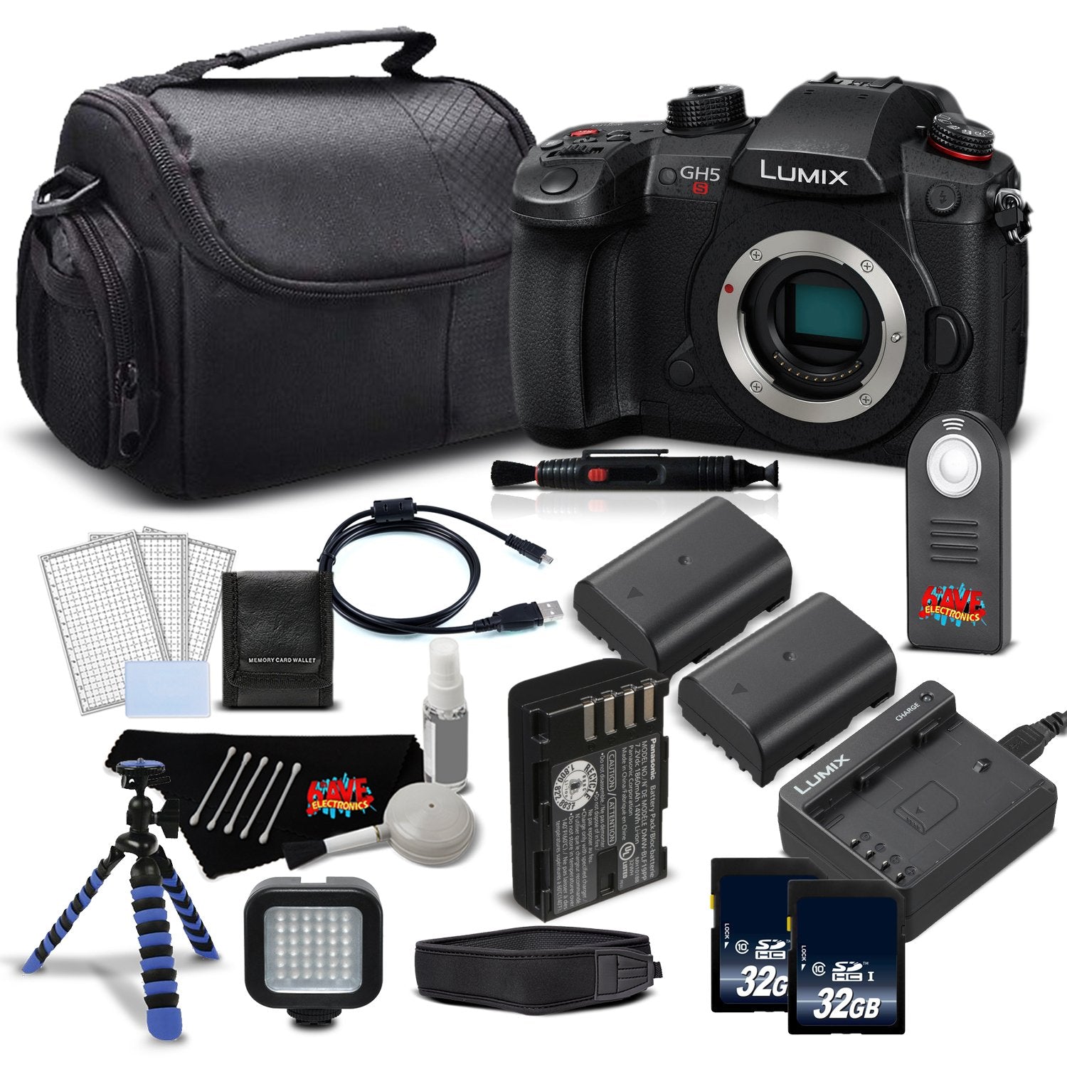 Panasonic Lumix DC-GH5S Mirrorless Micro Four Thirds Digital Camera DC-GH5S - Platinum Level Bundle- International Versi Panasonic