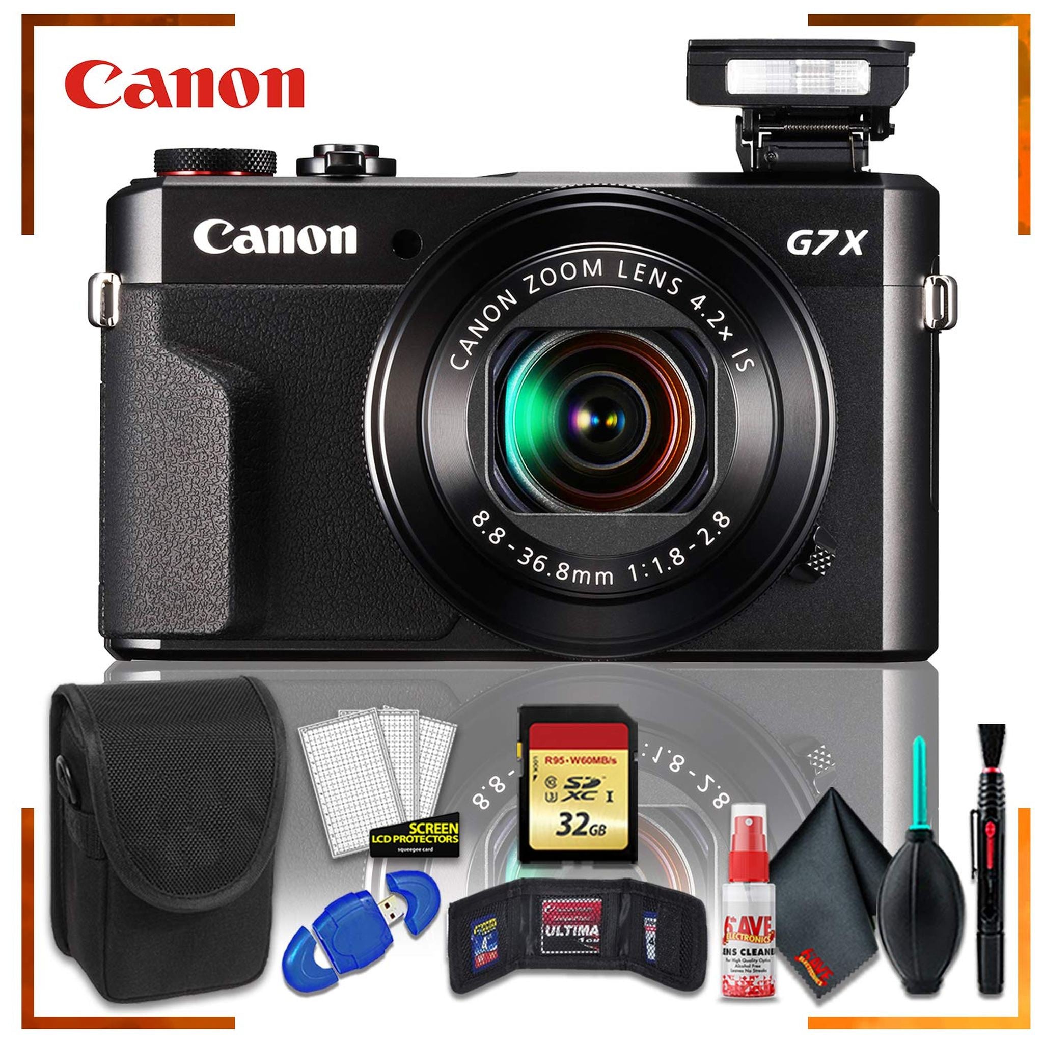 Canon PowerShot G7 X Mark II Digital Camera Intl Model + 32gb Memory SD Card Bundle + Camera Case + Cleaning Kit Canon