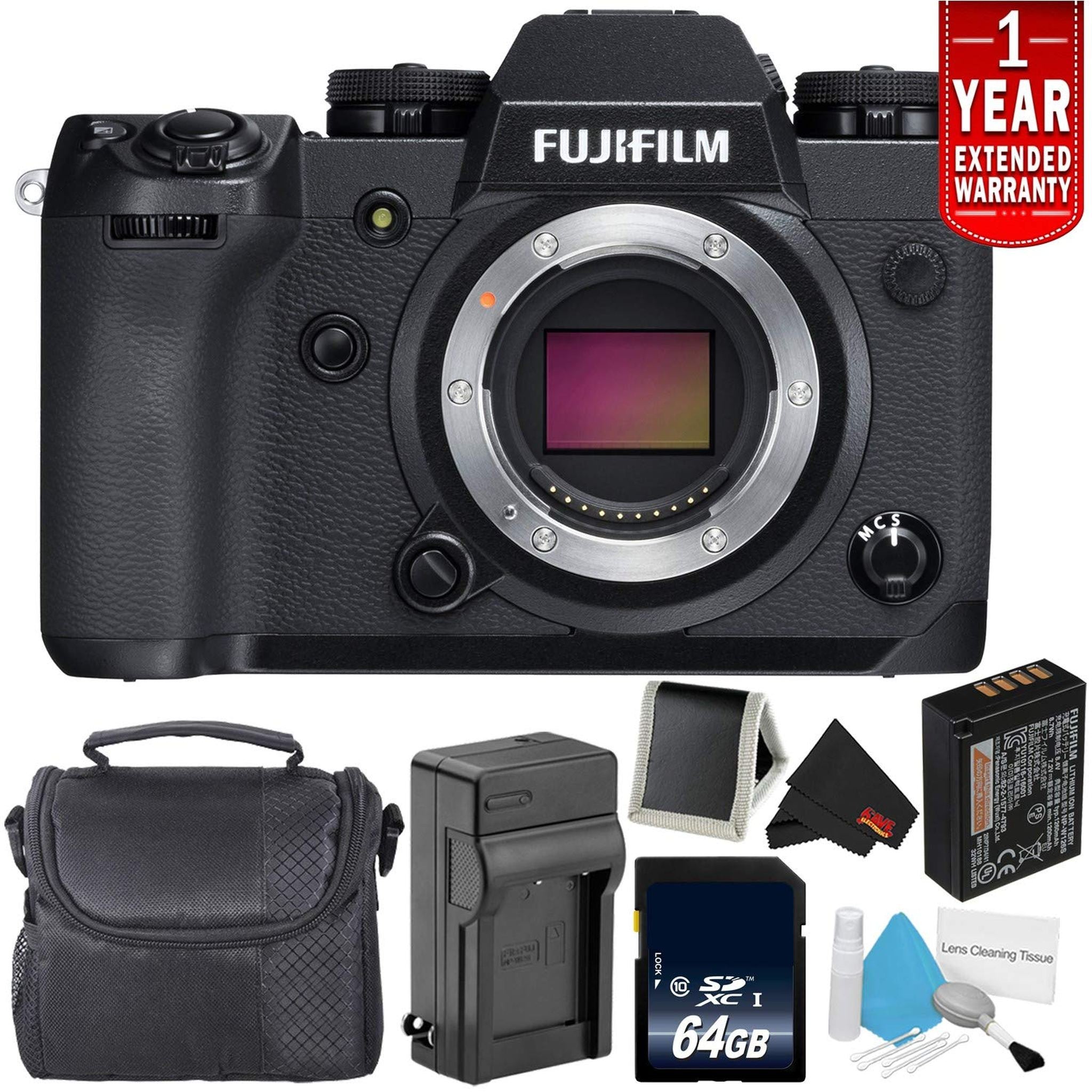 Fujifilm X-H1 Mirrorless Digital Camera Body Only, 16568731 Bundle with 64GB Memory Card Fujifilm