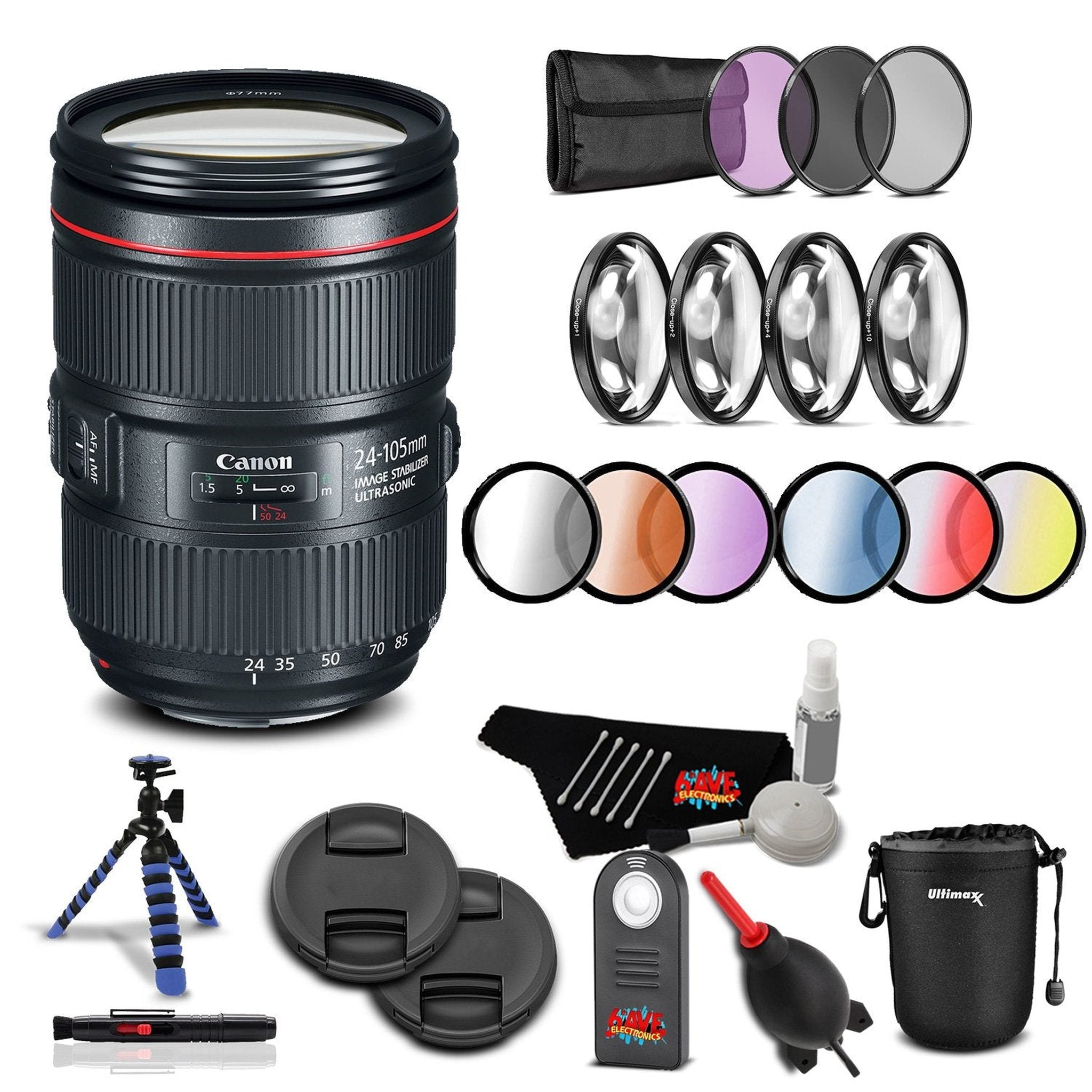 Canon EF 24-105mm f/4L is II USM Lens Professional Kit International Model Bundle