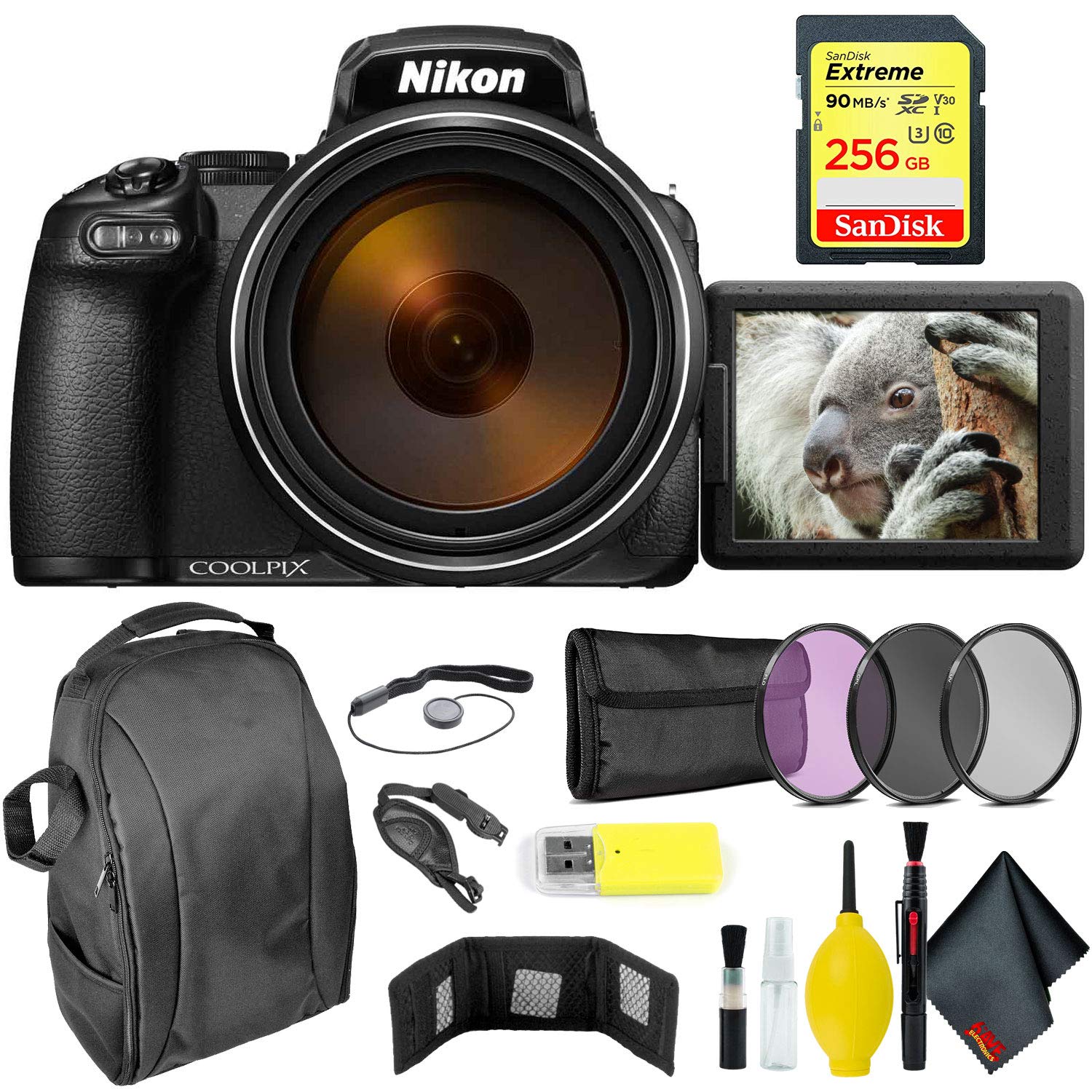 Nikon COOLPIX P1000 Digital Camera + 256GB Sandisk Extreme Memory Card Extreme Bundle International Model Nikon