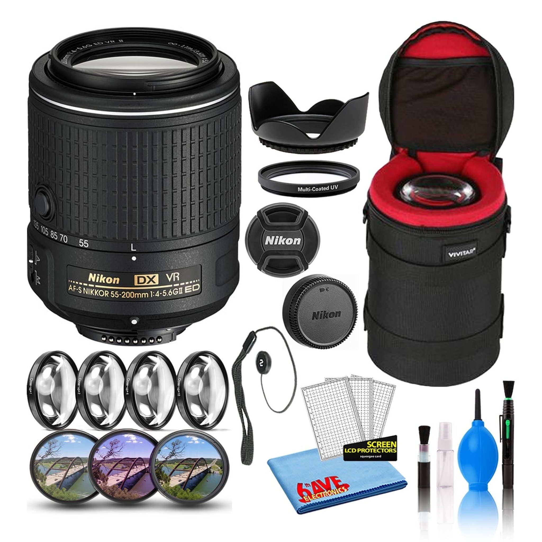 Nikon AF-S DX 55-200mm f/4-5.6G ED VR II Lens 20050 Intl Model Bundle Nikon