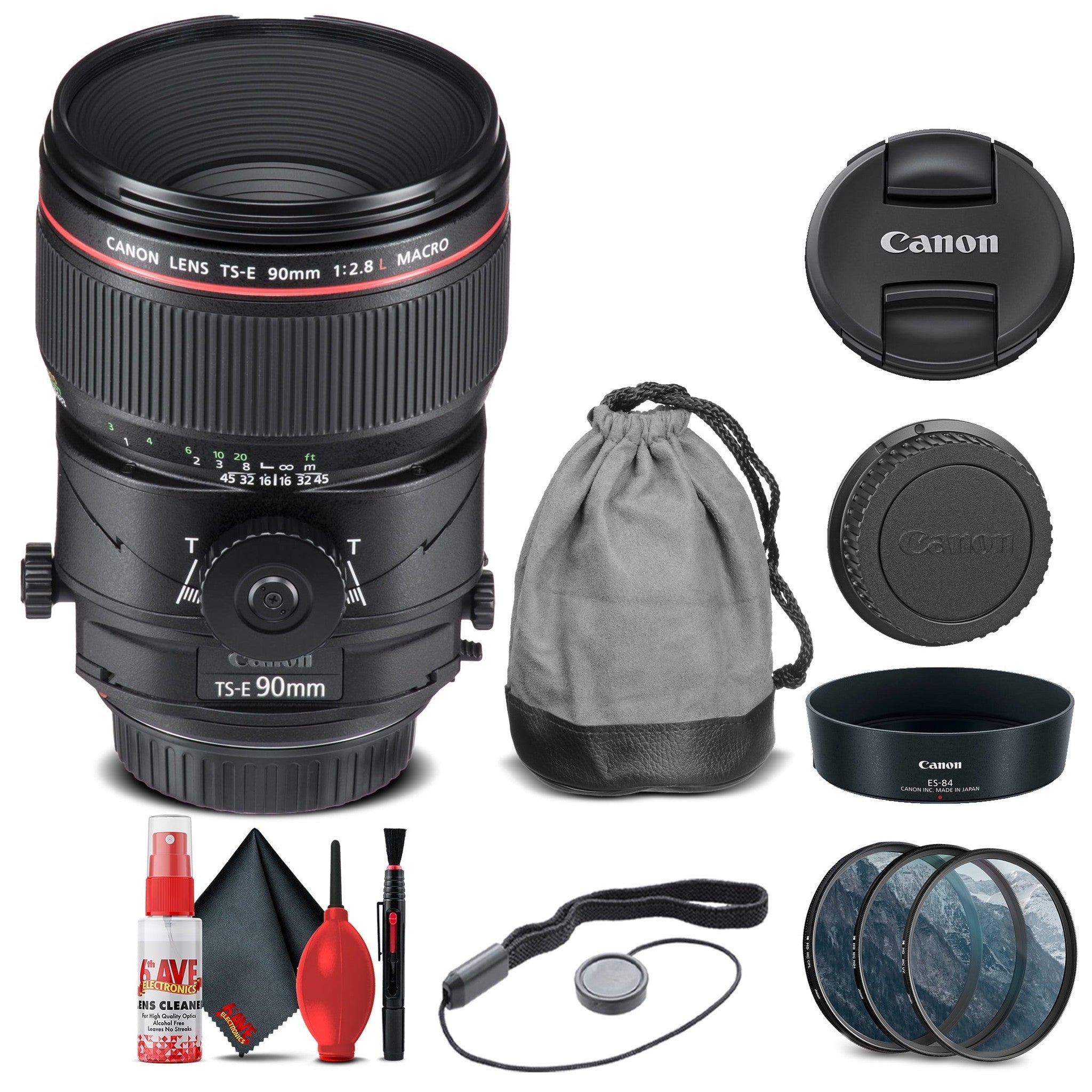 Canon TS-E 90mm f/2.8L Macro Tilt-Shift Lens 2274C002 + Filter Kit + More Canon