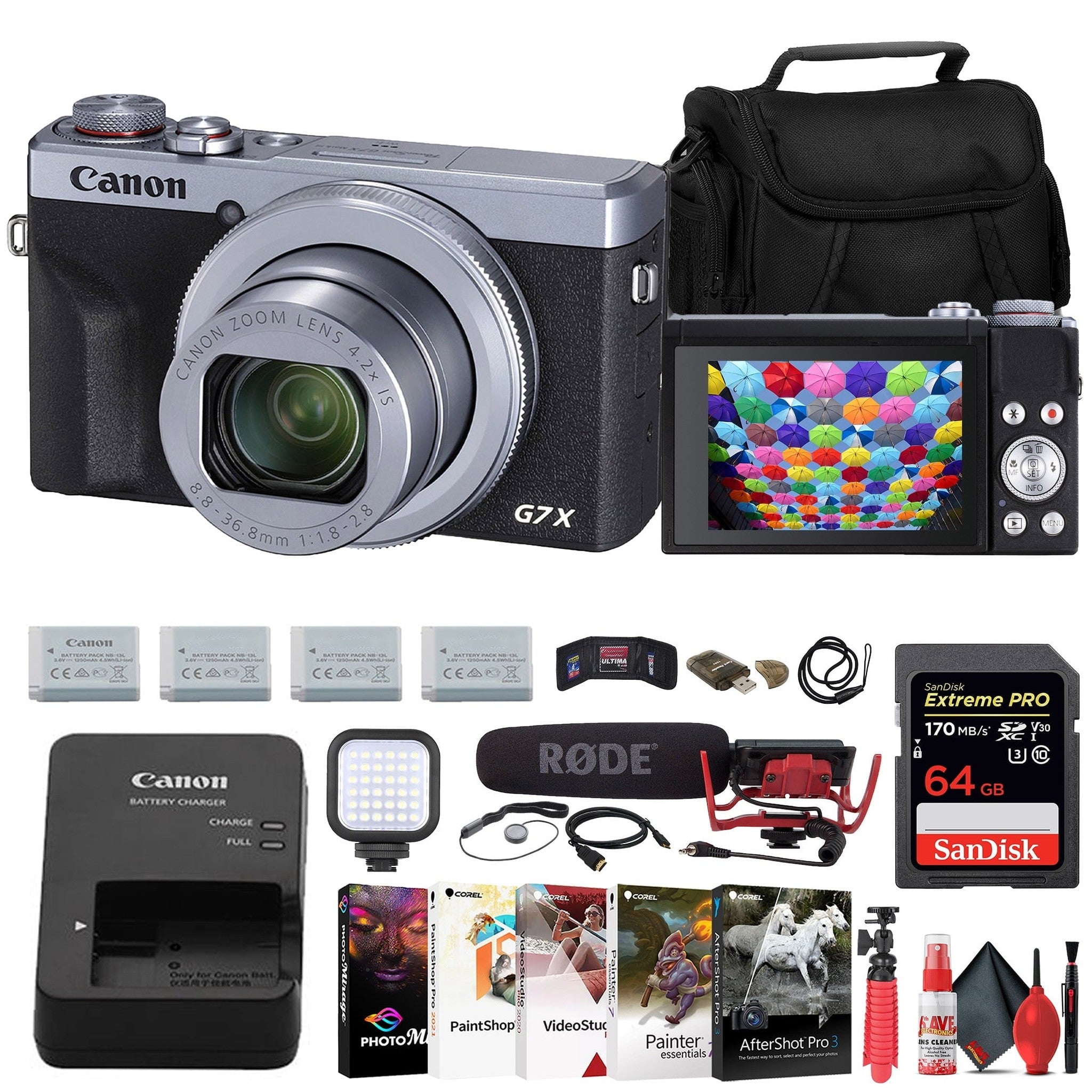 Canon PowerShot G7 X Mark III Digital Camera + Mic + 64GB Card + 3 x Battery + More Canon