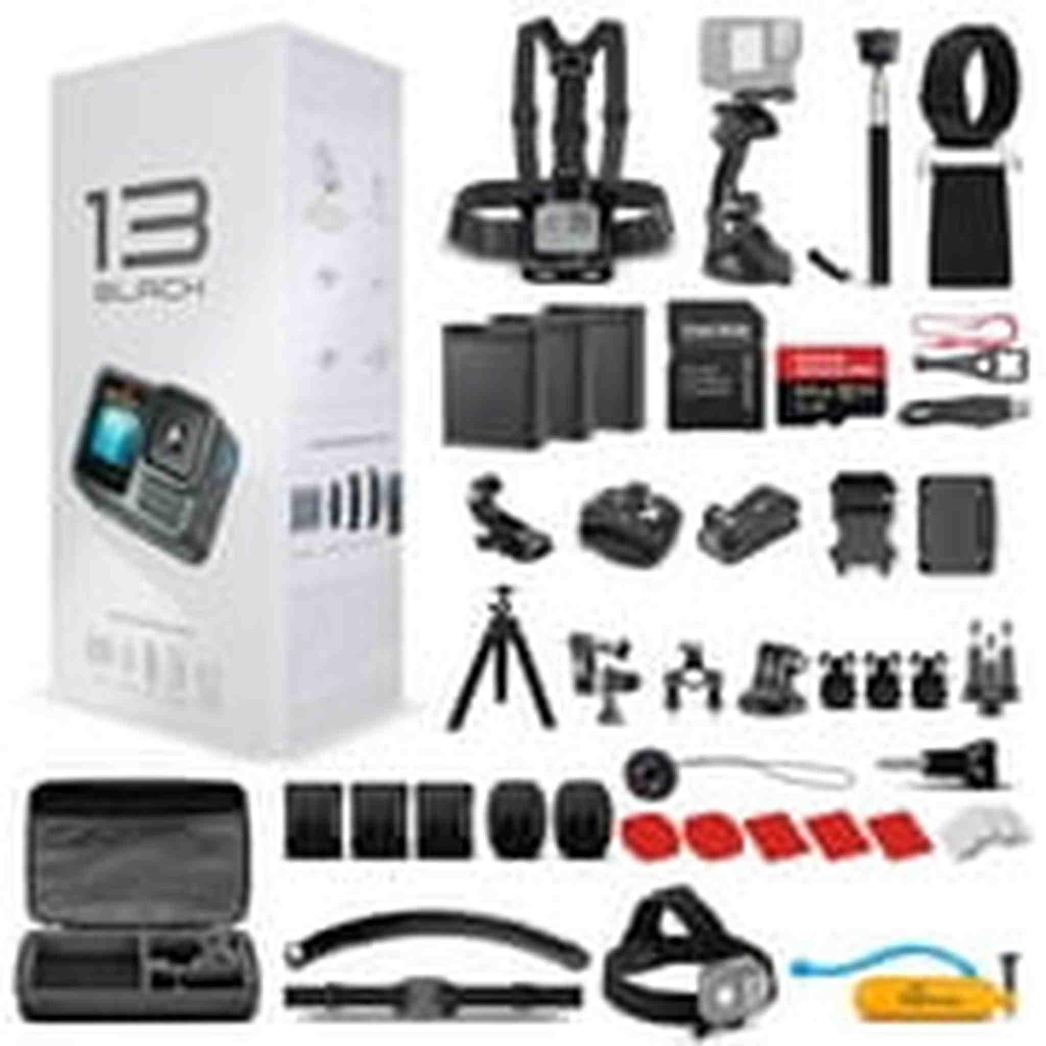 GoPro HERO13 Action Camera + 64GB Card, 50 Piece Accessory Kit and 2 Batteries GoPro