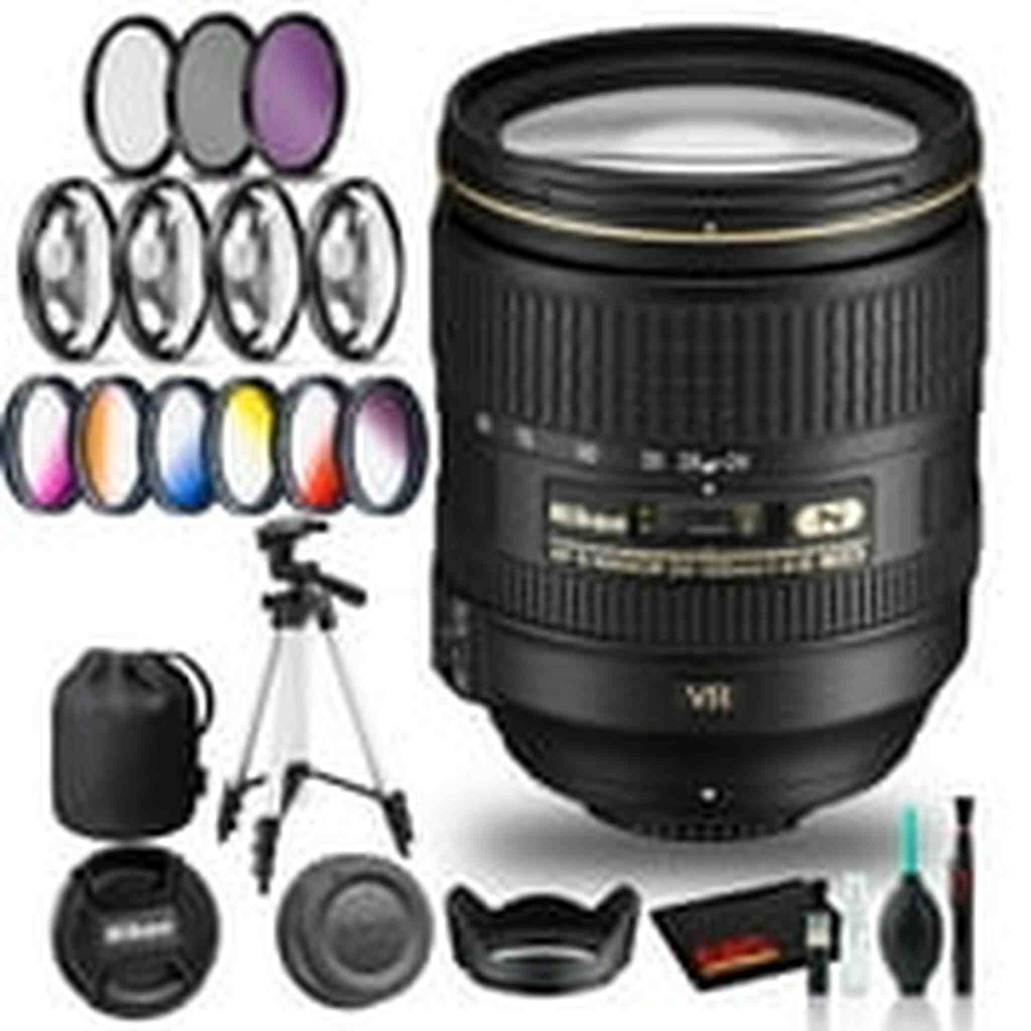 Nikon AF-S NIKKOR 24-120mm ED VR Lens Intl Model with Filter Set and Tripod Bundle Nikon