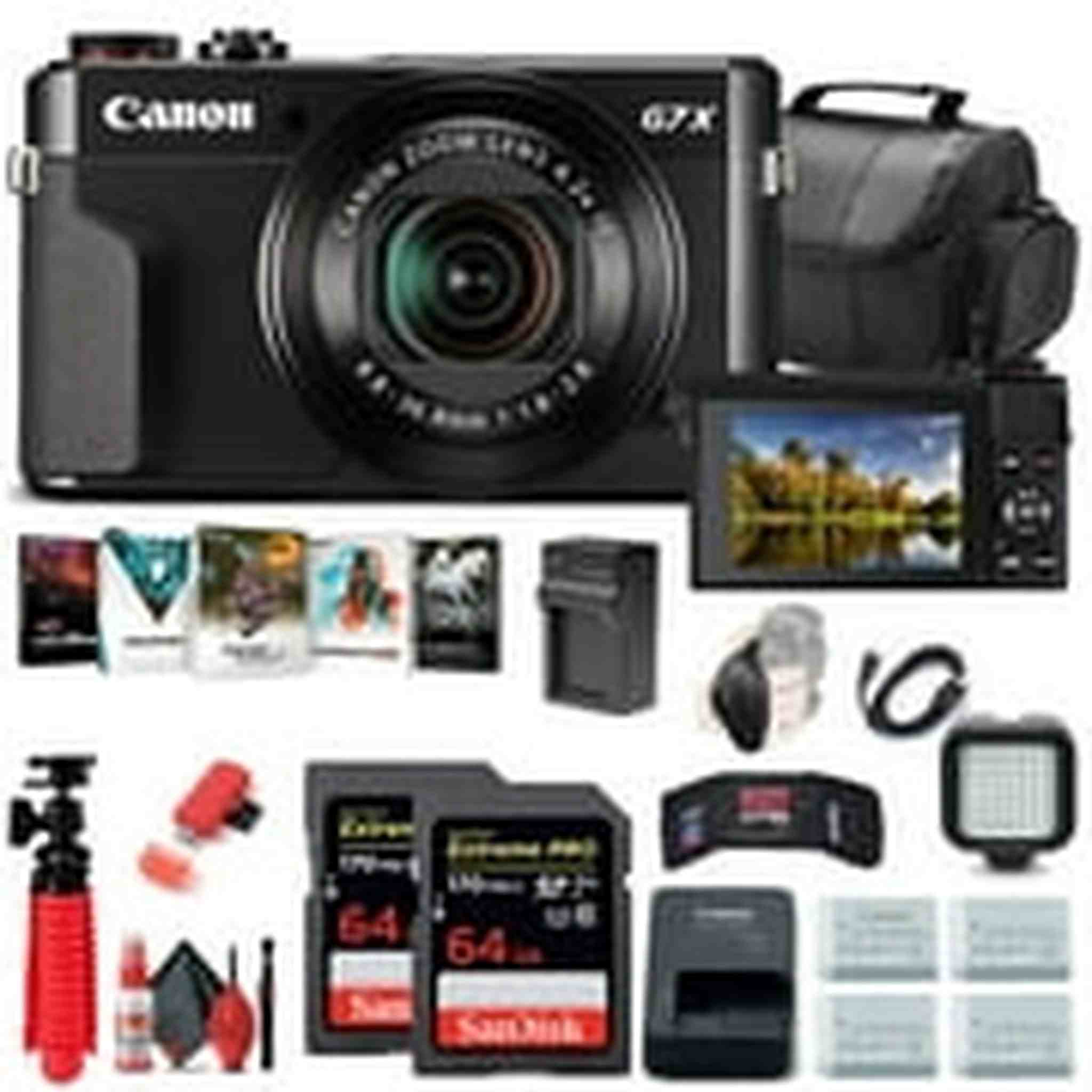 Canon PowerShot G7 X Mark II Digital Camera 1066C001 + 2 x 64GB Cards + More Canon