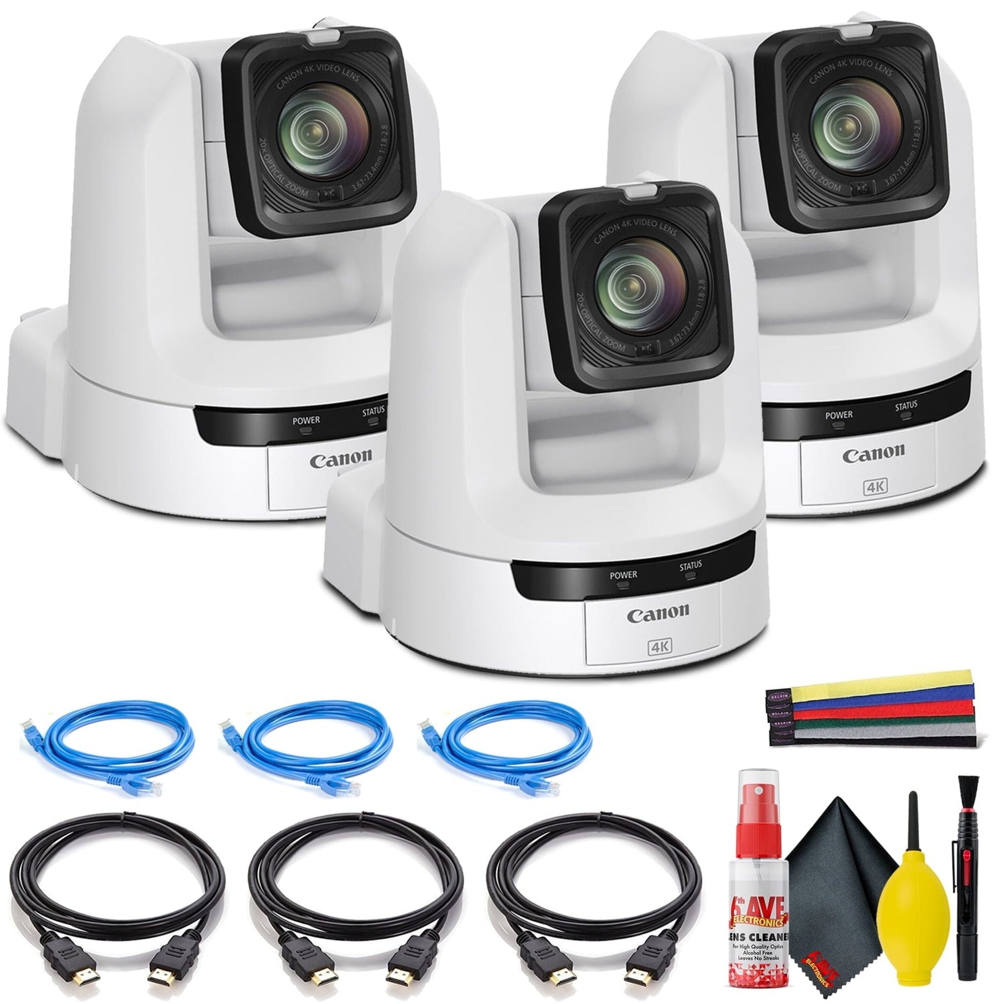 3 x Canon CR-N300 4K NDI PTZ Camera with 20x Zoom (Titanium White)  - Bundle