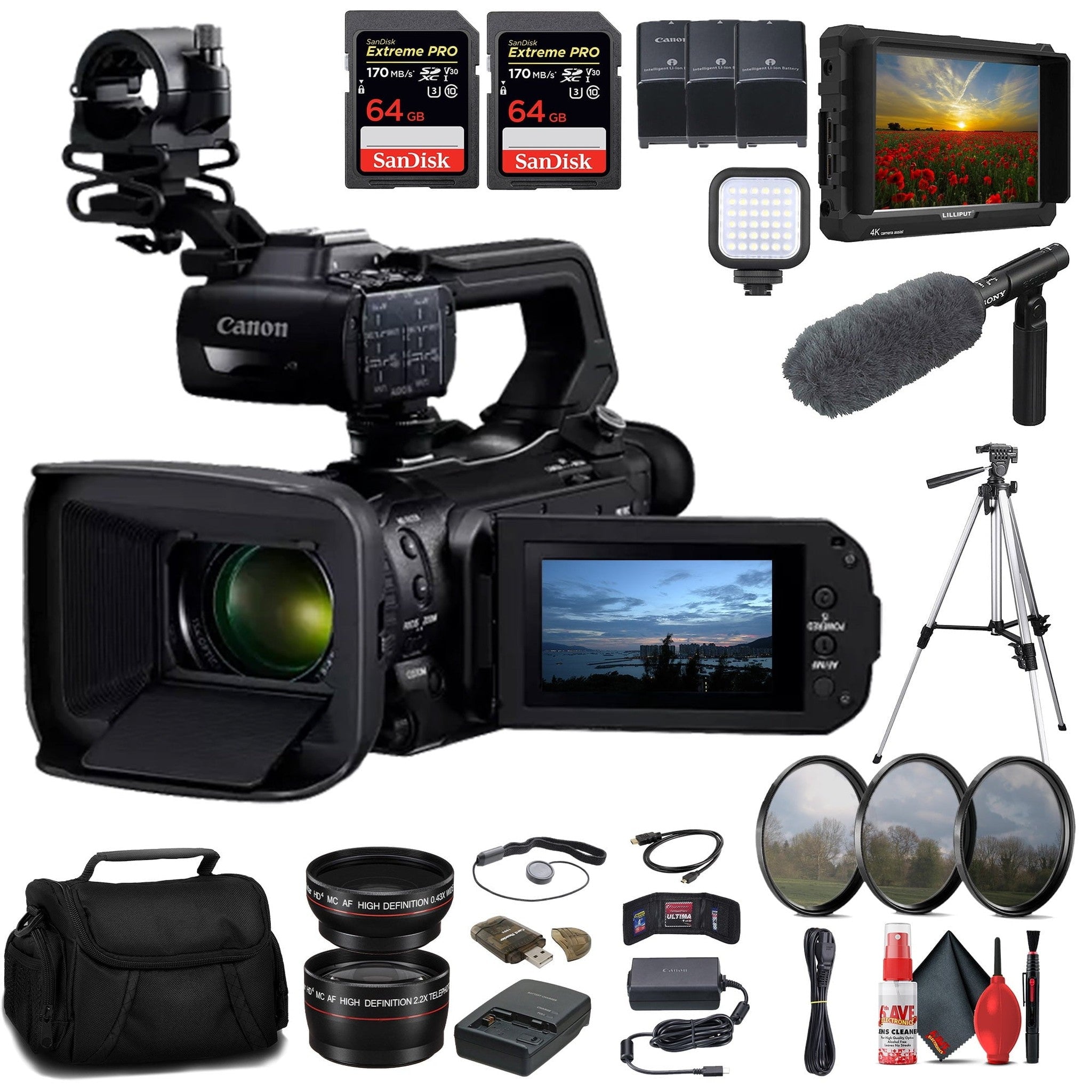 Canon XA75 UHD 4K30 Camcorder with Dual-Pixel Autofocus + 4K Monitor + Pro + More Canon