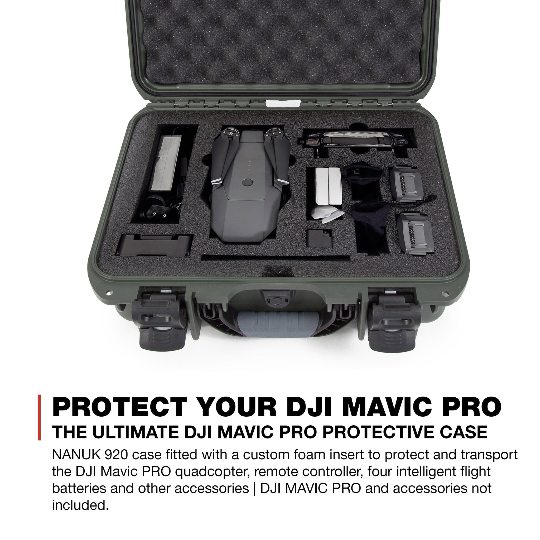 Nanuk DJI Drone Waterproof Hard Case with Custom Foam Insert for DJI Mavic PRO - Olive Nanuk