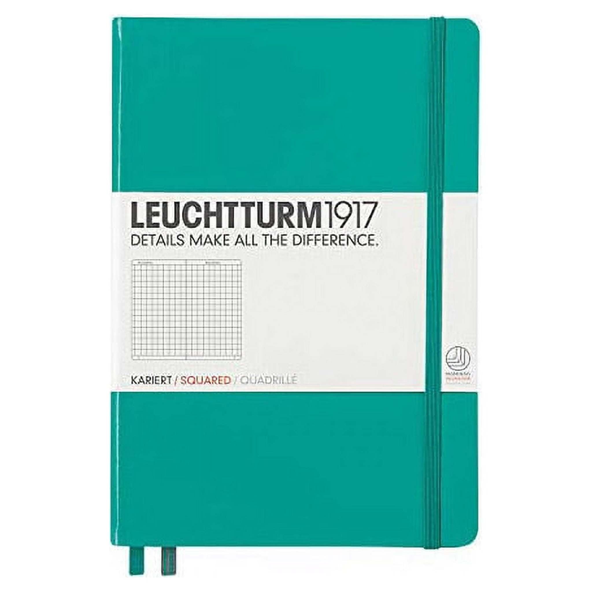 LEUCHTTURM1917 - Medium A5 Squared Hardcover Notebook Emerald - 251 Numbered Pages Leuchtturm