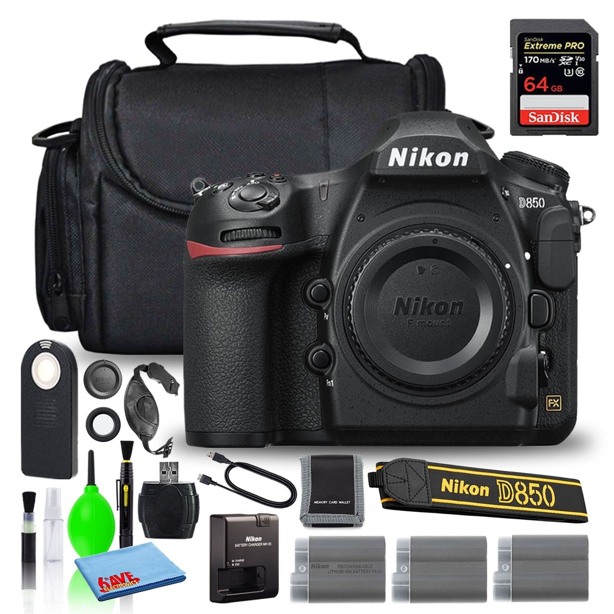 Nikon D850 Digital Camera Body Only 1585 + 64GB Extreme PRO Card Intl Nikon