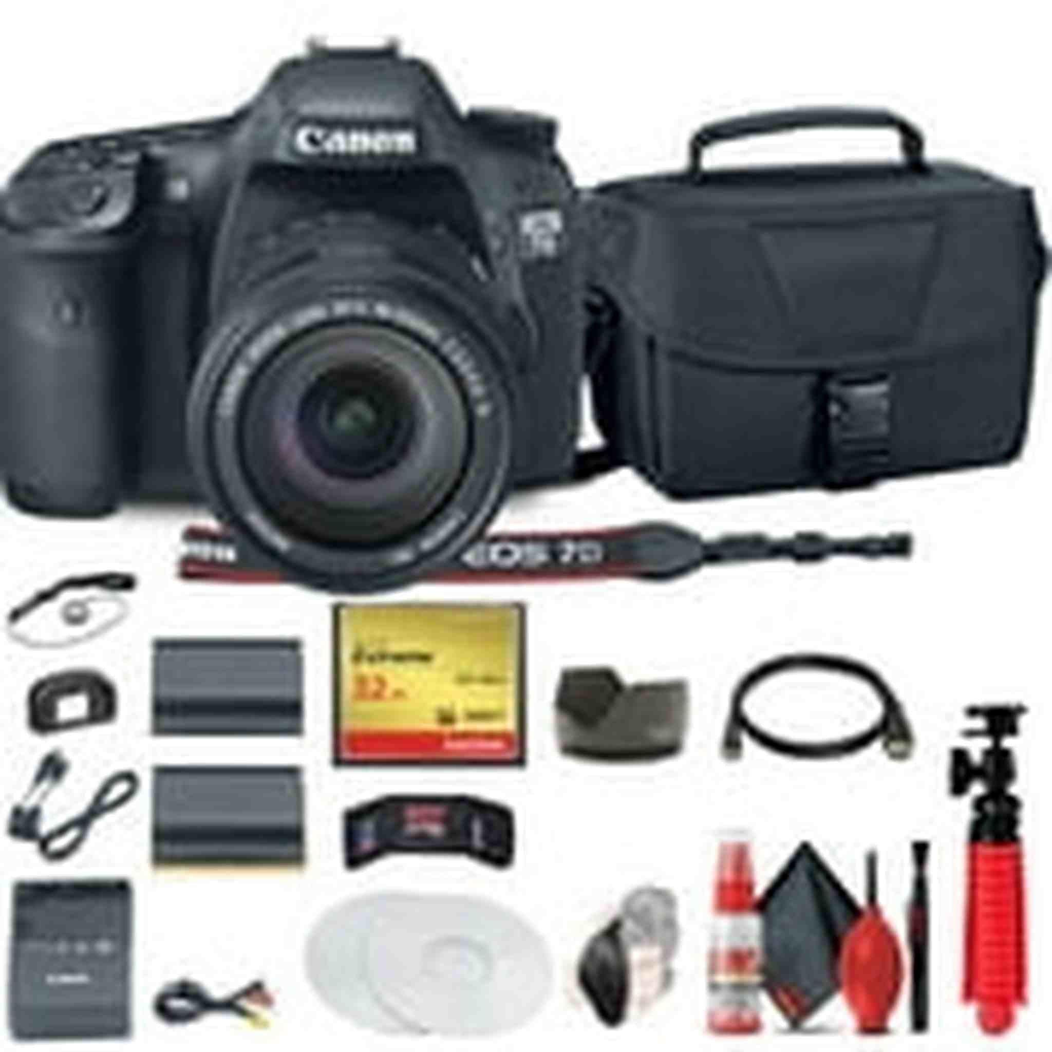 Canon EOS 7D DSLR Camera with 18-135mm Kit 3814B016 + 32GB Compact Flash Card Starter Bundle Canon