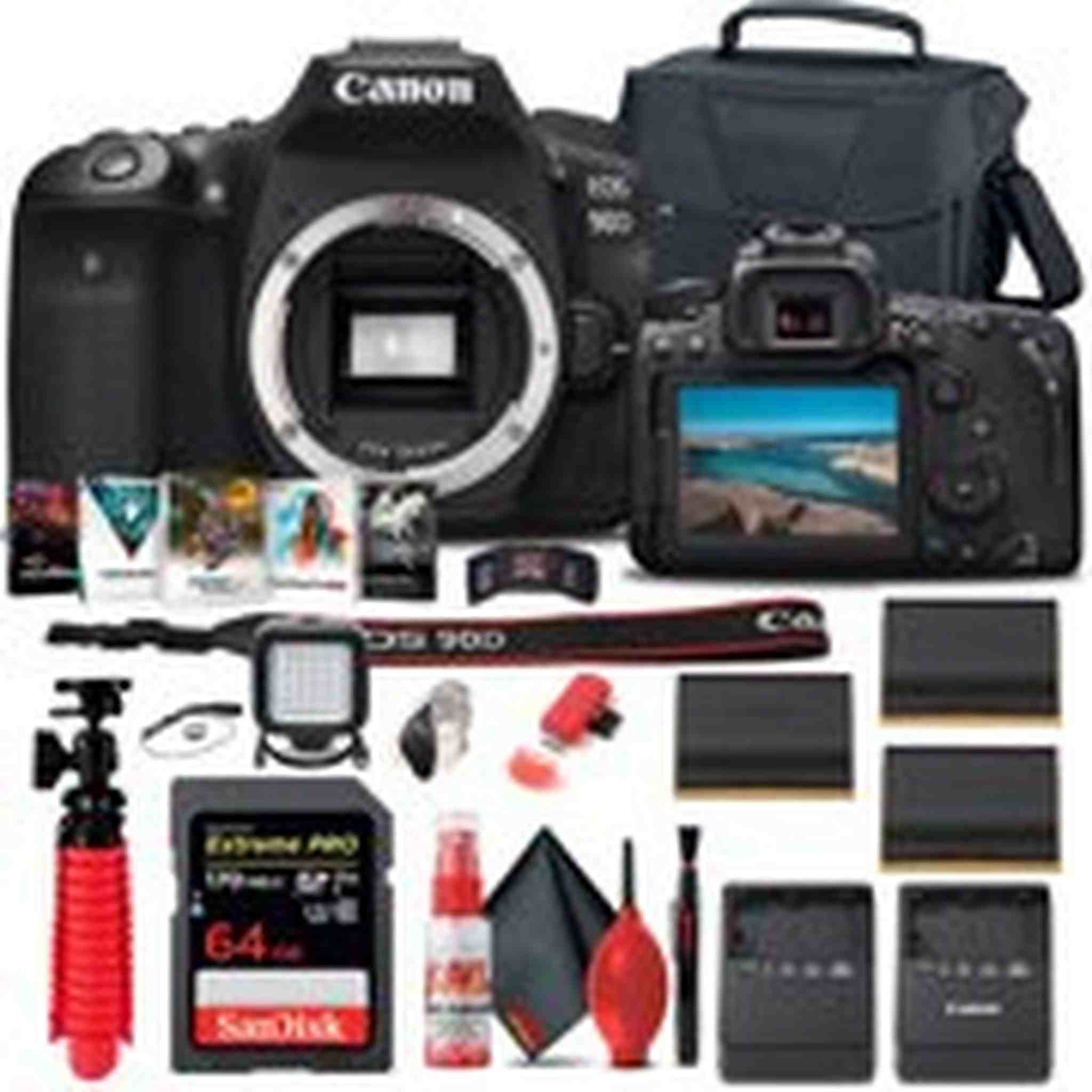 Canon EOS 90D DSLR Camera Body Only 3616C002 + 64GB Card + Case + More Canon