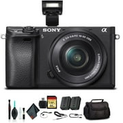 Sony Alpha a6300 Mirrorless Camera with 16-50mm Lens Black ILCE6300L/B With Soft Bag, Additional Battery, 64GB Memory Card, Card Reader , Plus Essential Accessories Sony