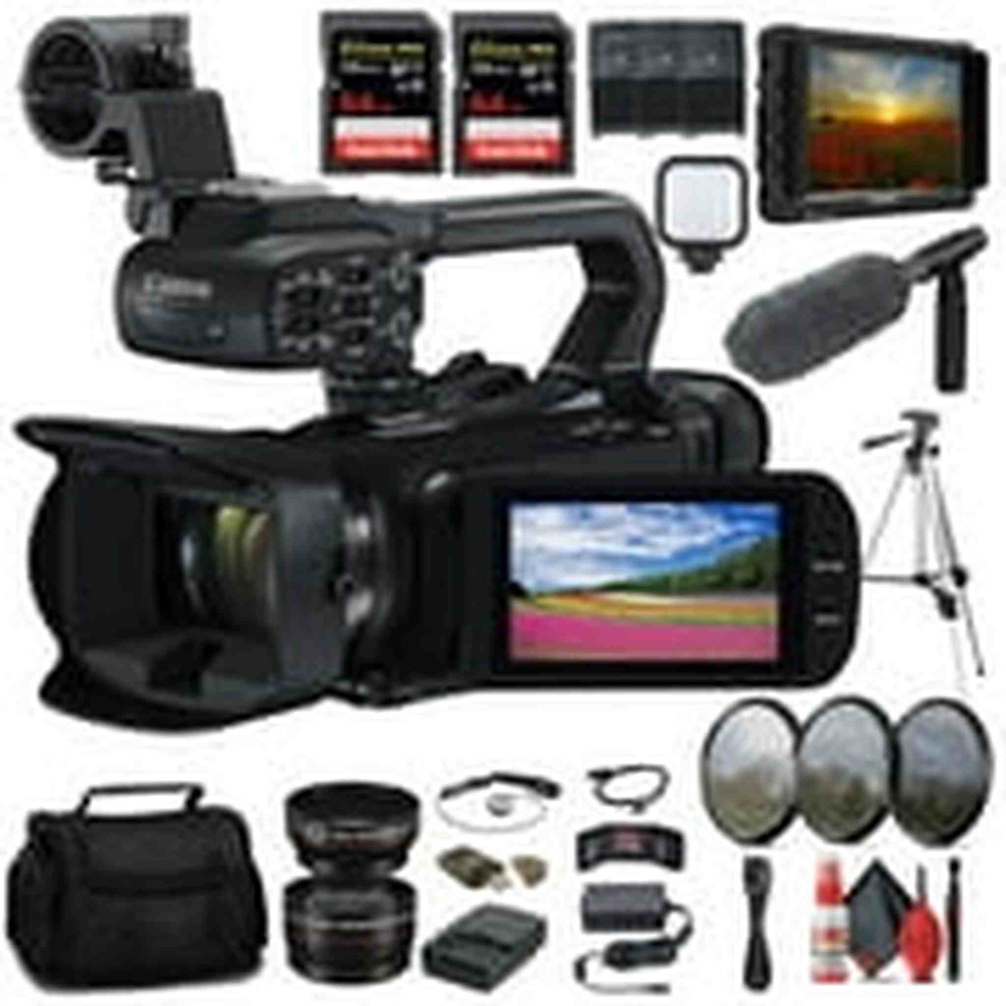 Canon XA60 Professional UHD 4K Camcorder + 4K Monitor + Pro Mic + 2 x 64GB + More Canon