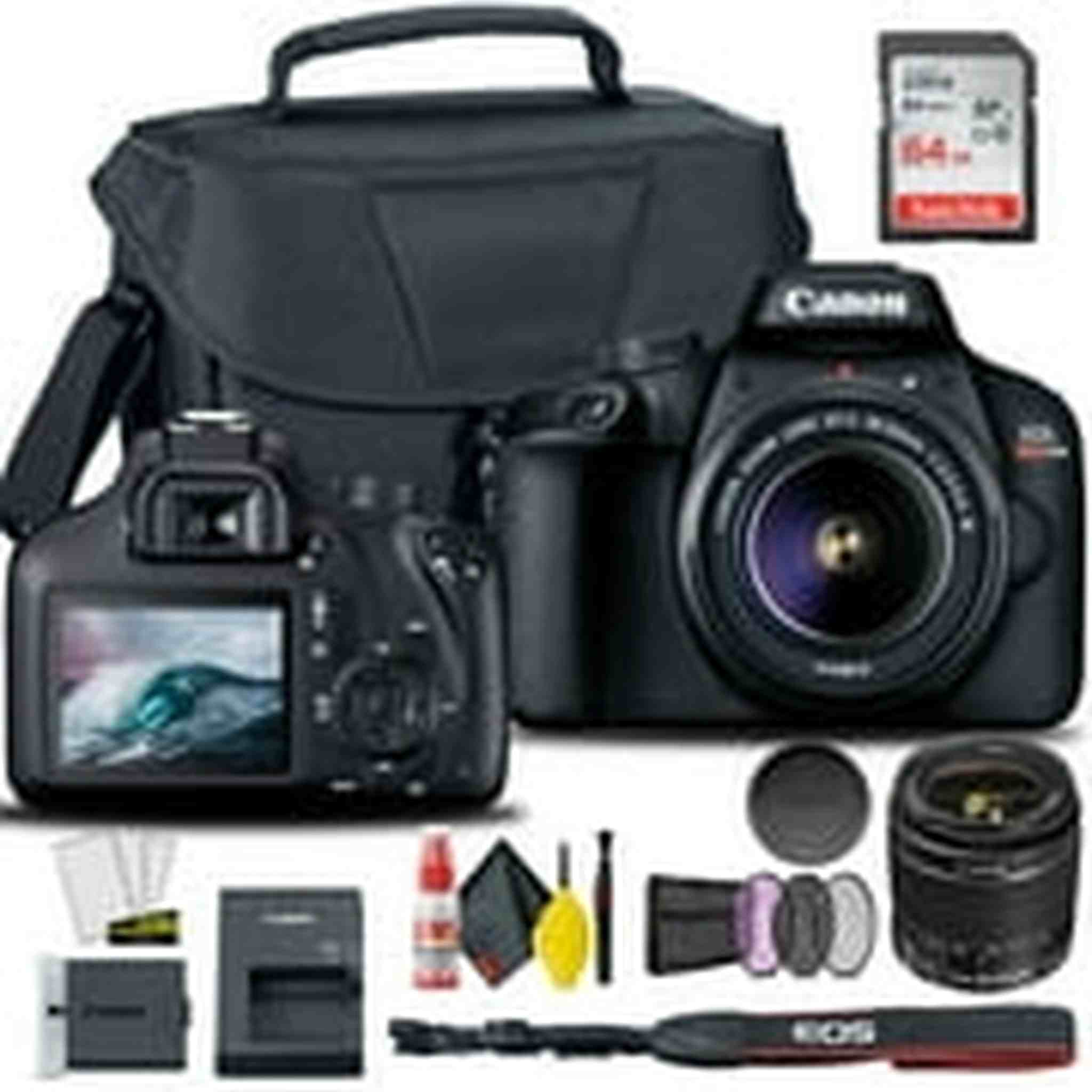 Canon EOS 4000D / Rebel T100 DSLR Camera with 18-55mm Lens 58mm Filters Intl Bundle Canon