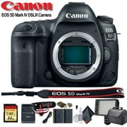 Canon EOS 5D Mark IV DSLR Camera 1483C002 W/Bag, Extra Battery, LED Light, Mic, Filters and More Bundle Canon