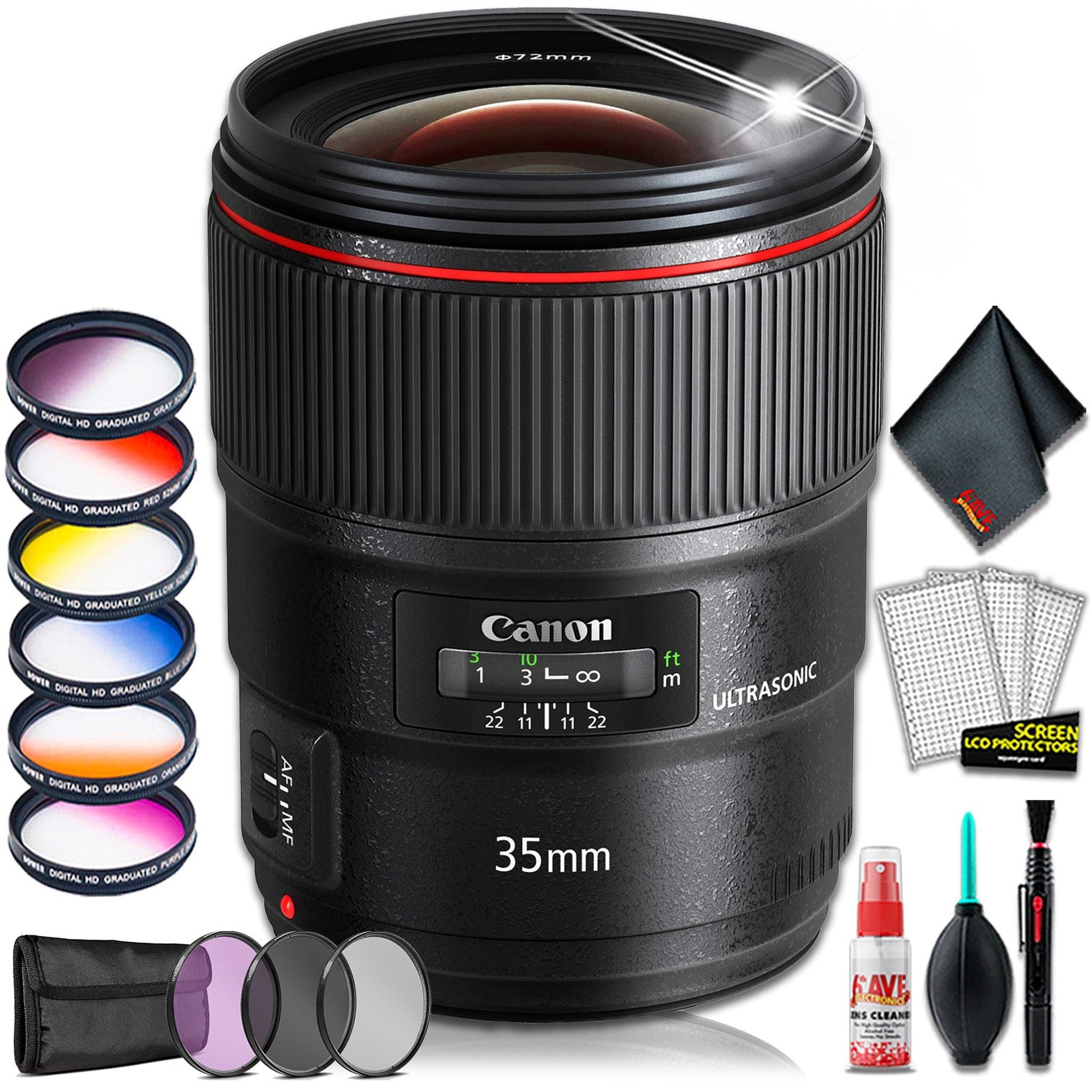 Canon EF 35mm f/1.4L II USM Lens Intl Model + Fully Loaded Lens filter Kit Canon