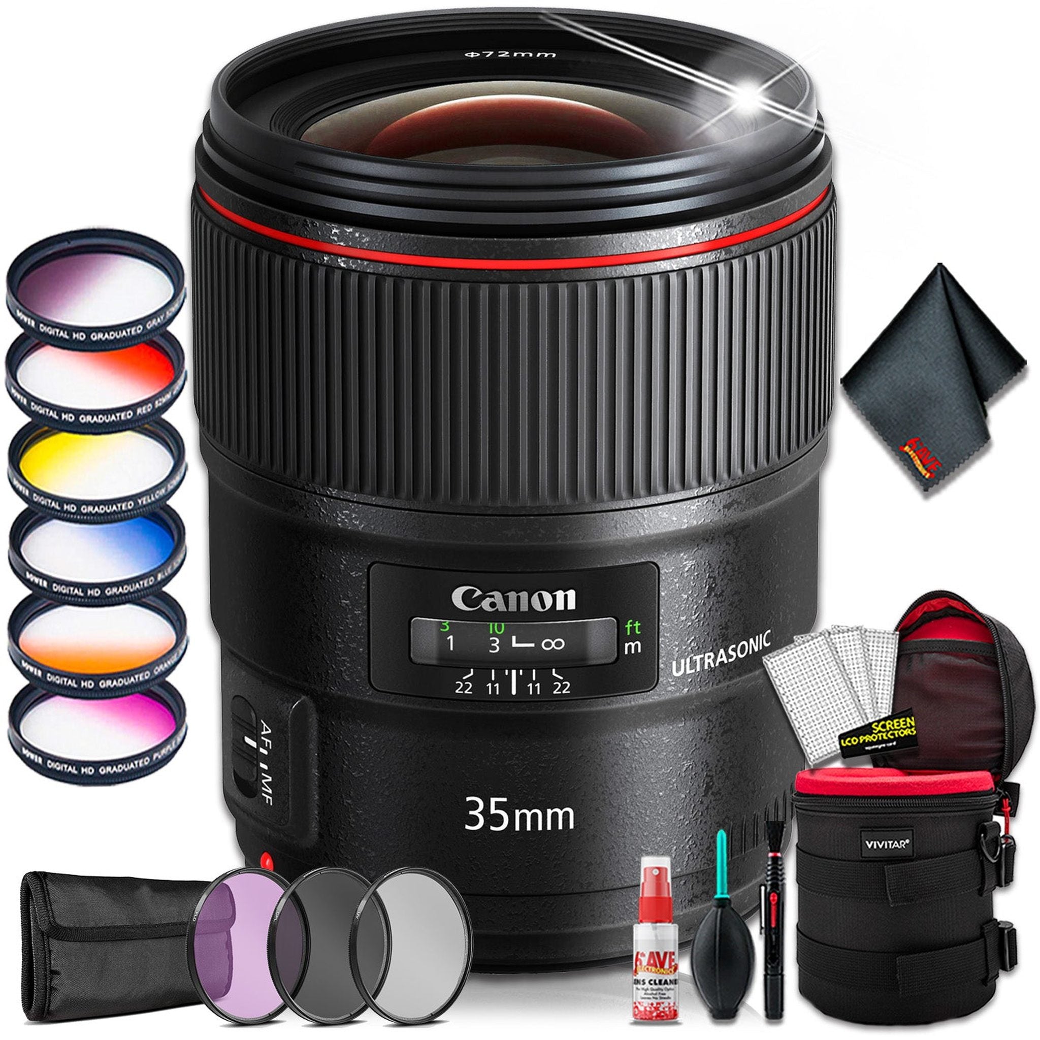 Canon EF 35mm f/1.4L II USM Lens Intl Model With Lens Case, Lens Filter Kit and Cleaning Kit Canon