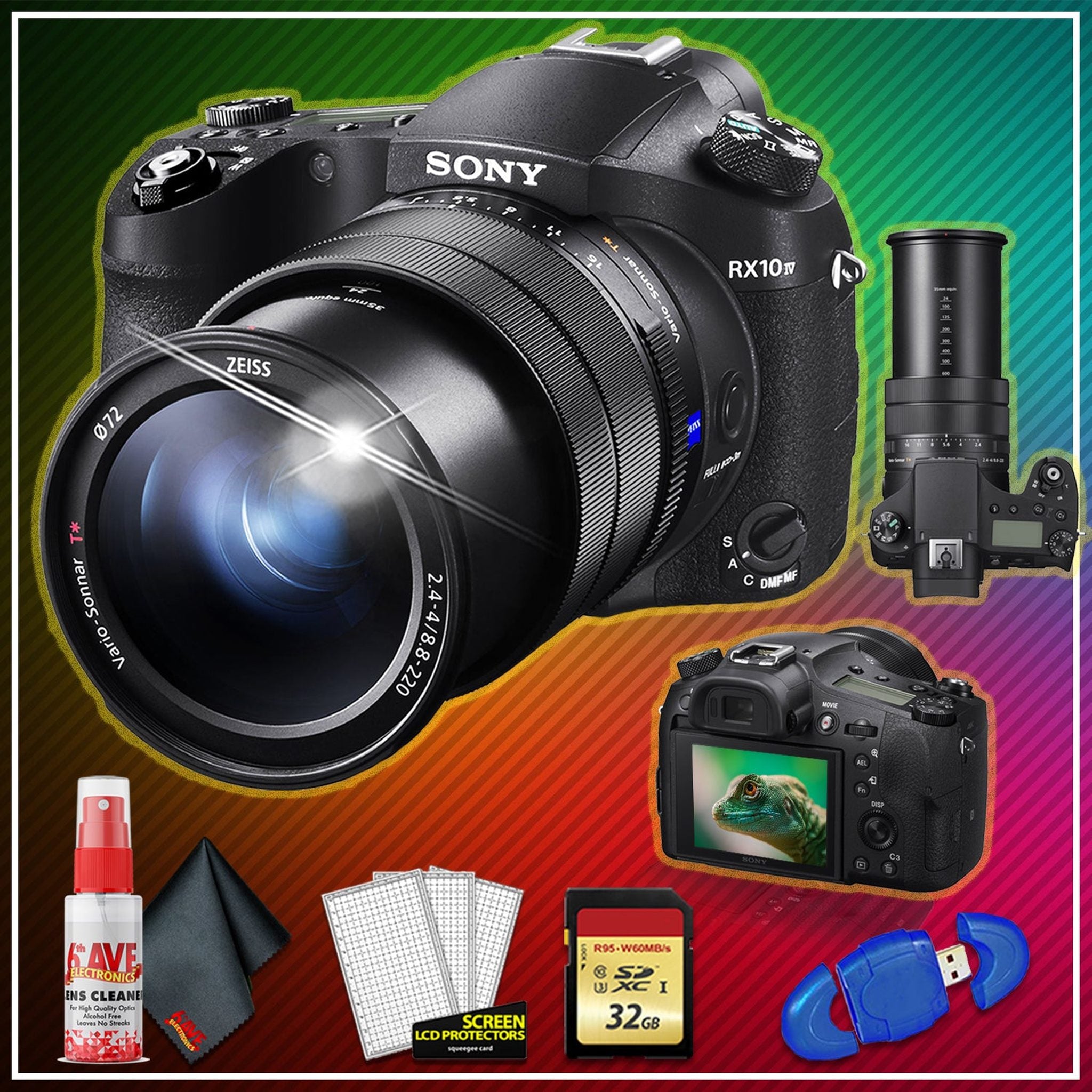 Cyber-Shot DSC-RX10 IV Digital Camera with 32 gb Memory Bundle Sony