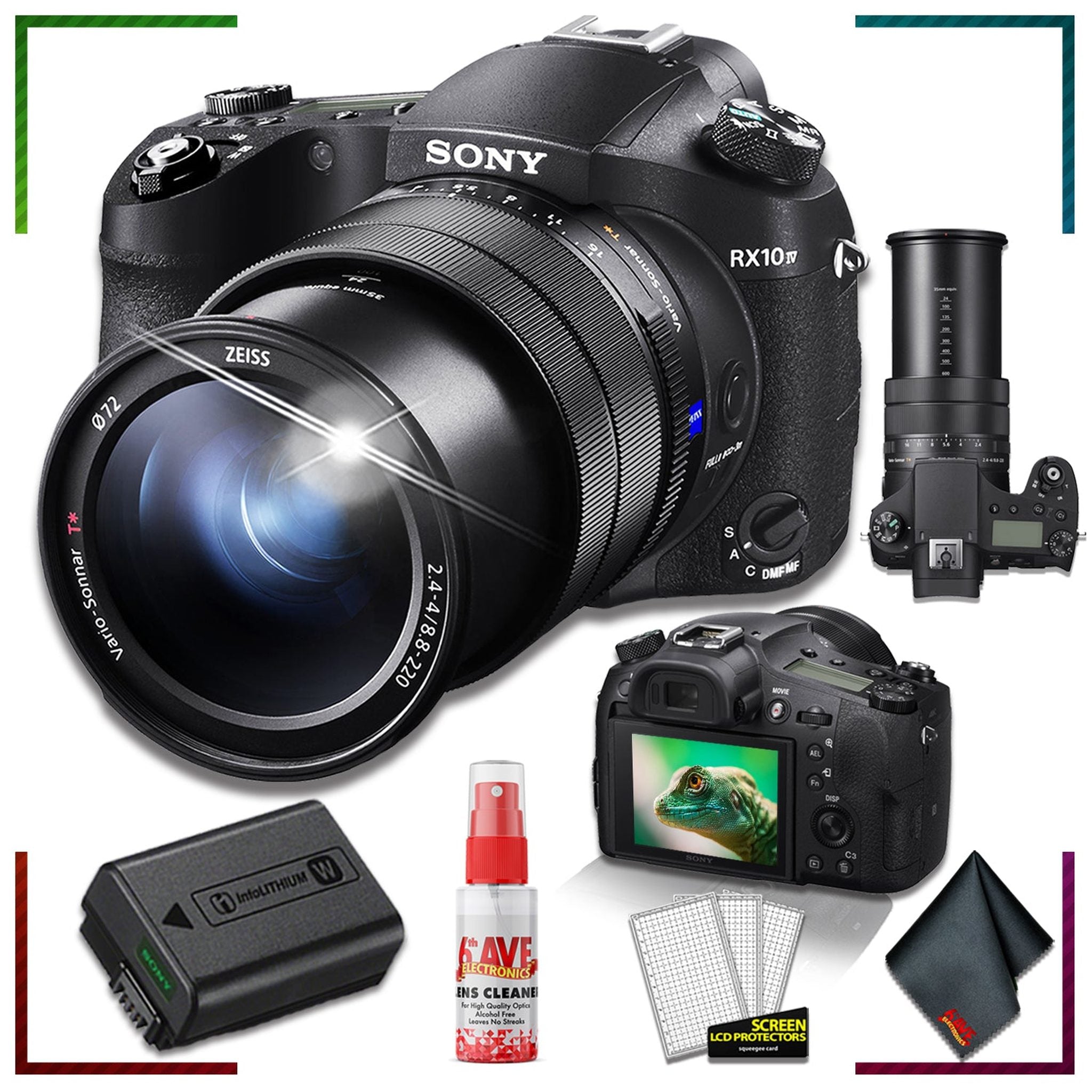 Cyber-Shot DSC-RX10 IV Digital Camera with Extra Rechargeable Battery + Accessory Bundle Sony