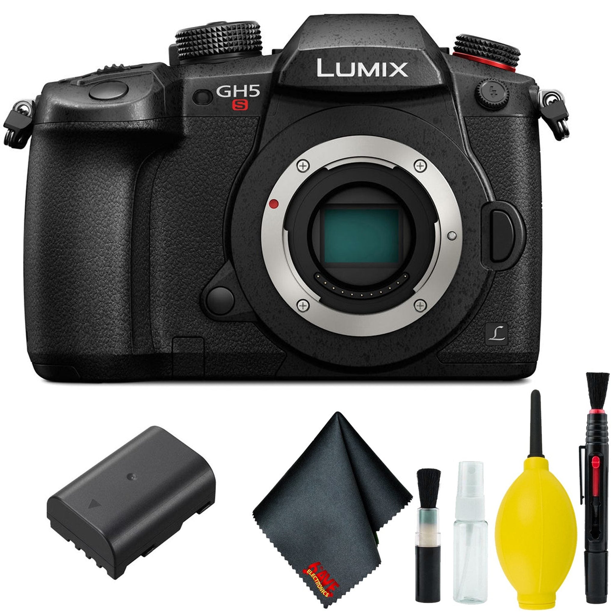 Panasonic Lumix DC-GH5S Mirrorless Micro Four Thirds Digital Camera - Cleaning Kit - BATTERY FOR PANASONIC DMW-BLF19 Panasonic