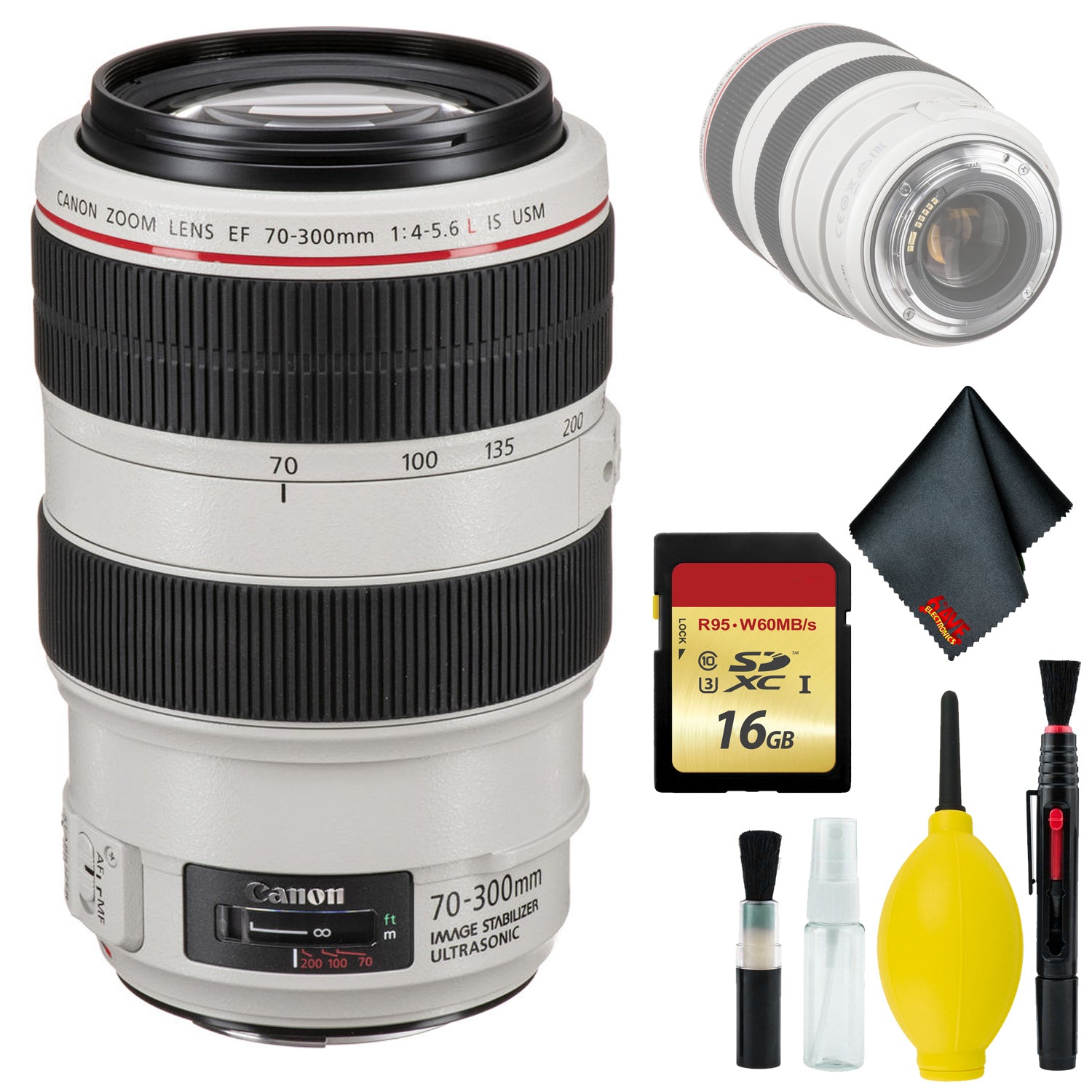 Canon EF 70-300mm f/4-5.6L IS USM Lens - Table Top Tripod, Lens Cleaning Kit & LCD Screen Protectors Blower Brush Lens Pen Canon