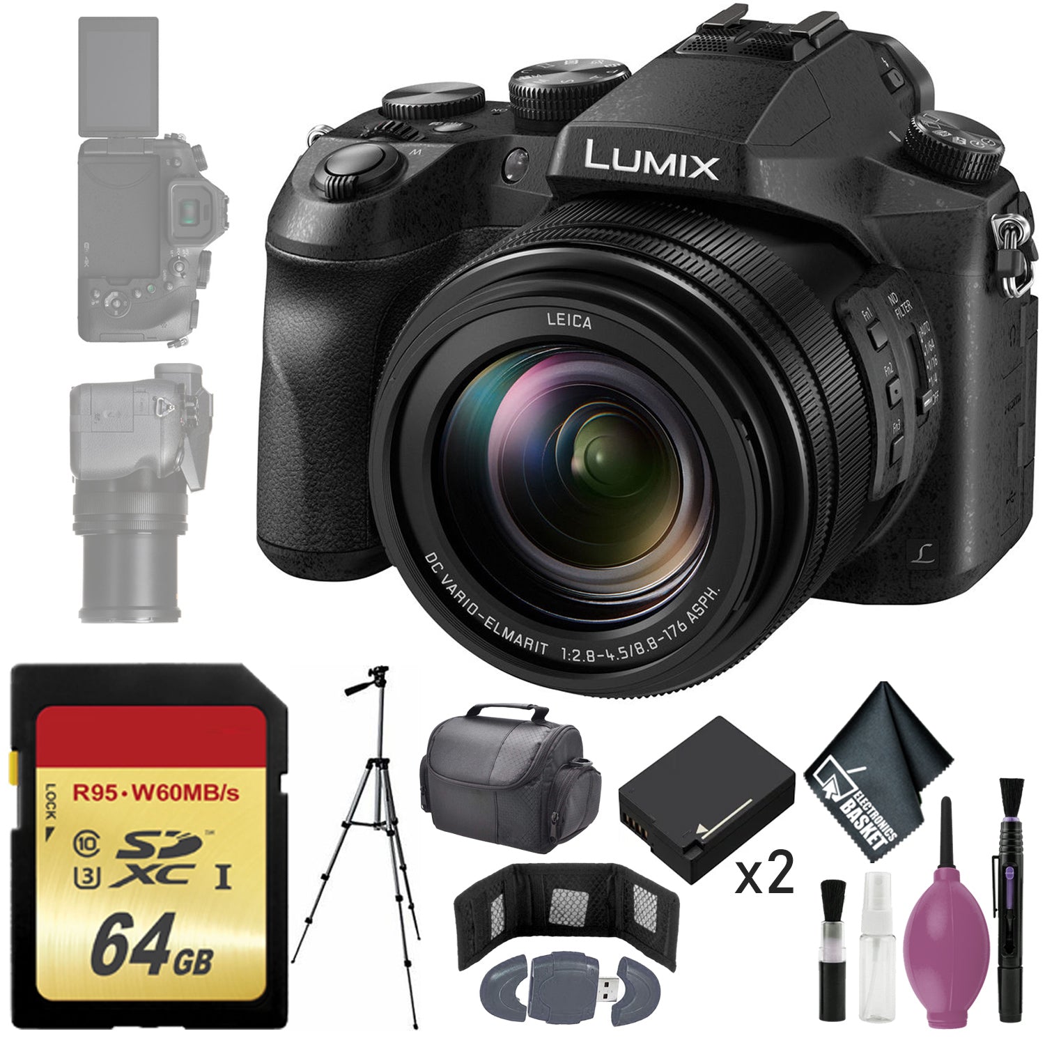 Panasonic Lumix DMC-FZ2500 Digital Camera - 64GB - Memory Card Wallet - Reader - Battery x2 - 72