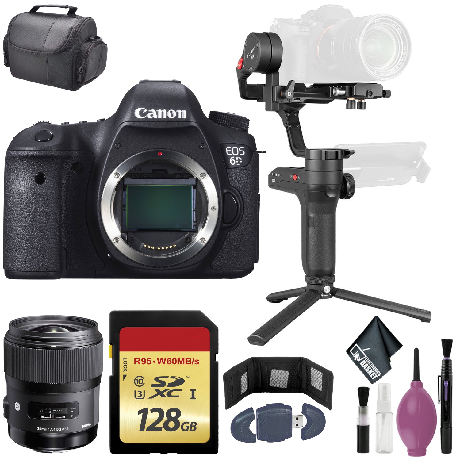 Zhiyun-Tech WEEBILL LAB Handheld Stabilizer - CANON EOS 6D PRO DIG CAMERA BODY - 128GB -Case -Canon EF 35mm f/1.4L II USM Lens Zhiyun-Tech