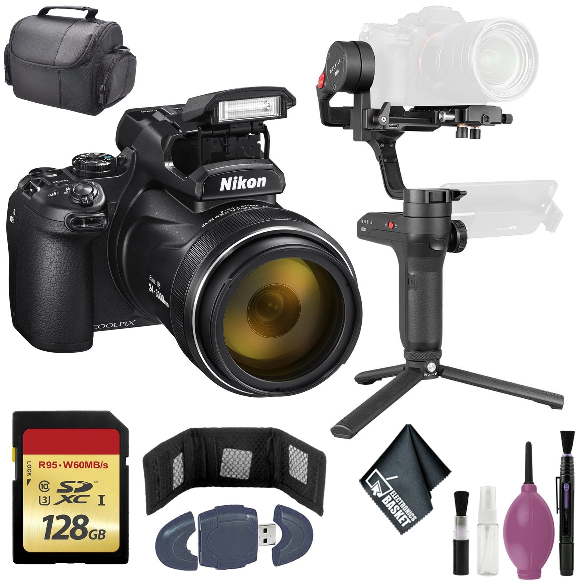 Zhiyun-Tech WEEBILL LAB Handheld Stabilizer - Nikon COOLPIX P1000 Digital Camera - 128GB Case Zhiyun-Tech