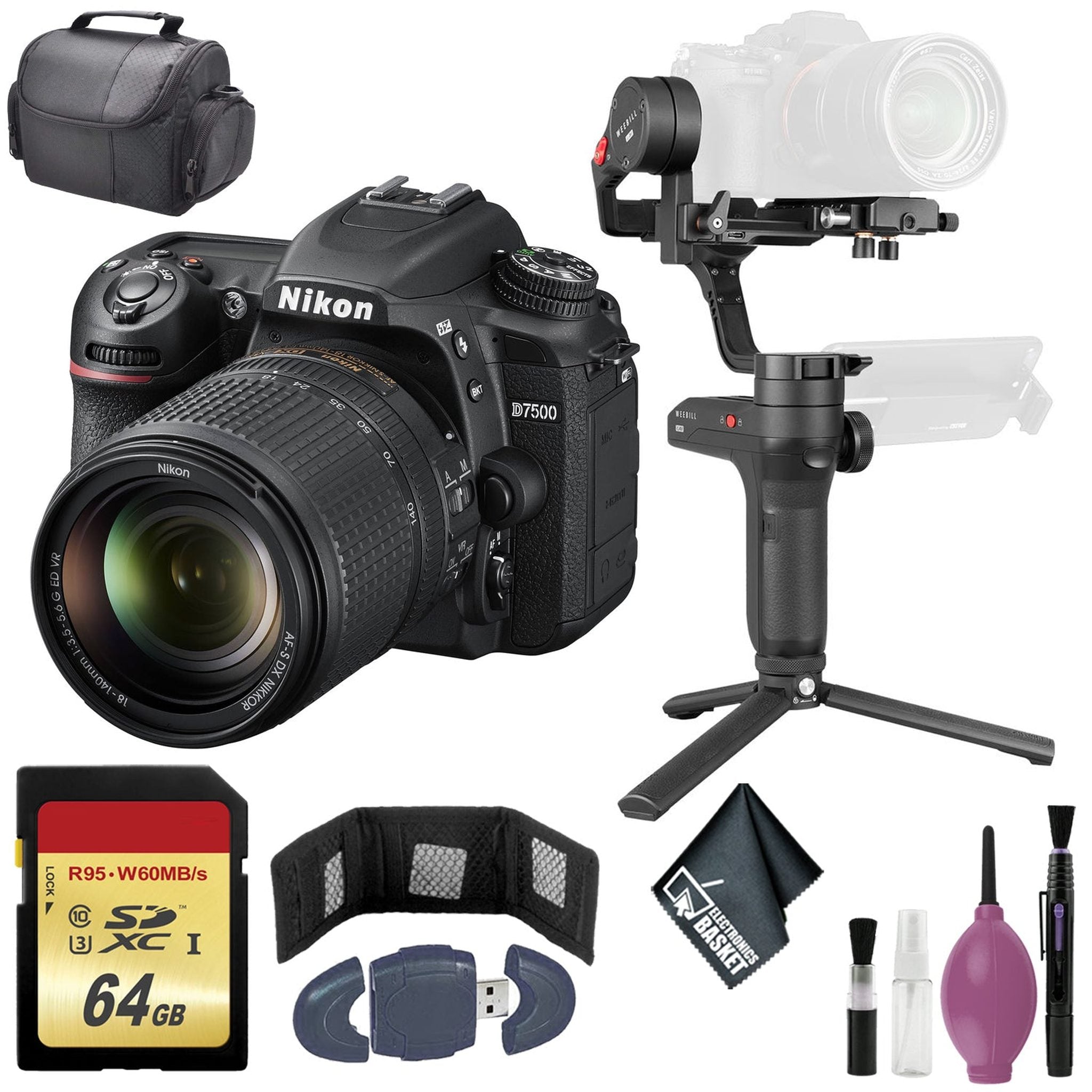 Zhiyun-Tech WEEBILL LAB Handheld Stabilizer - Nikon D7500 DSLR Camera with 18-140mm Lens - 64GB Case Zhiyun-Tech