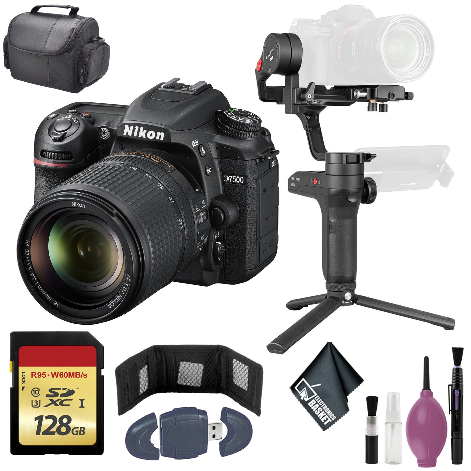 Zhiyun-Tech WEEBILL LAB Handheld Stabilizer - Nikon D7500 DSLR Camera with 18-140mm Lens - 128GB Case Zhiyun-Tech