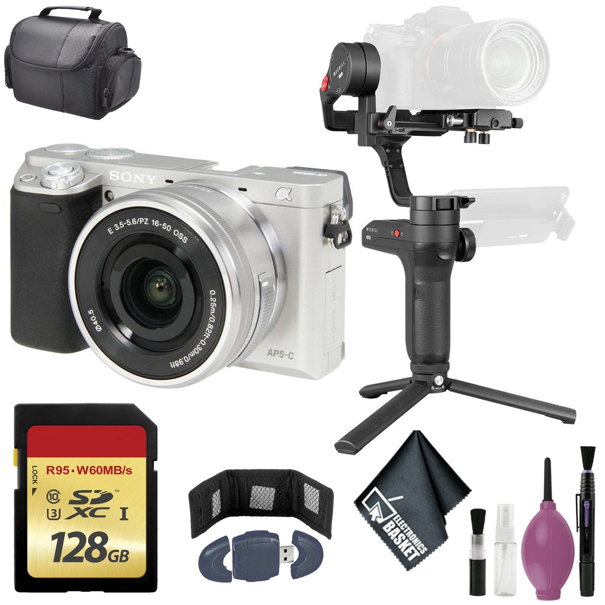 Zhiyun-Tech WEEBILL LAB Handheld Stabilizer - SONY ILCE-A6000 W/ 16-50mm SILVER - 128GB Case Zhiyun-Tech