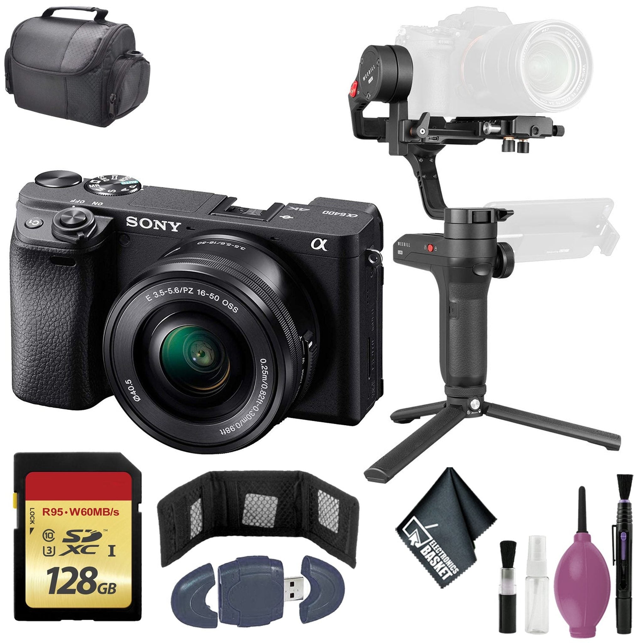 Zhiyun-Tech WEEBILL LAB Handheld Stabilizer - Sony Alpha a6400 Mirrorless Digital Camera with 16-50mm Lens - 128GB Case Zhiyun-Tech