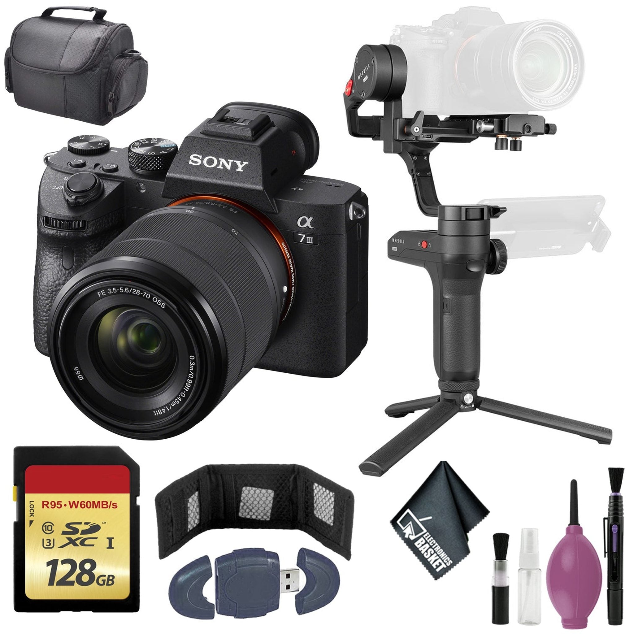 Zhiyun-Tech WEEBILL LAB Handheld Stabilizer - Sony??Alpha a7 III Mirrorless Digital Camera with 28-70mm Lens - 128GB Case Sony