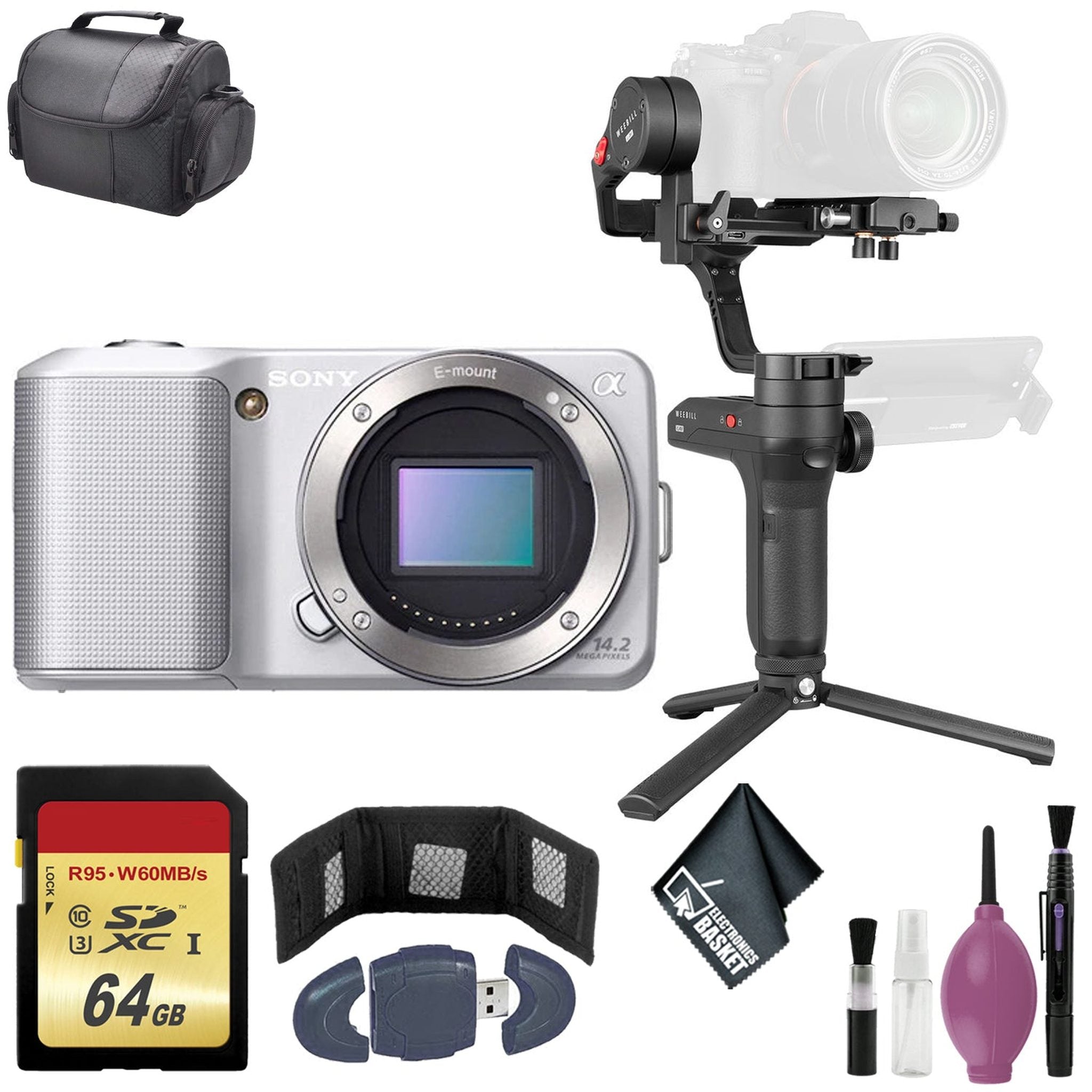 Zhiyun-Tech WEEBILL LAB Handheld Stabilizer - SONY DSLR-NEX3 SILVER BODY ONLY - 64GB Case Zhiyun-Tech