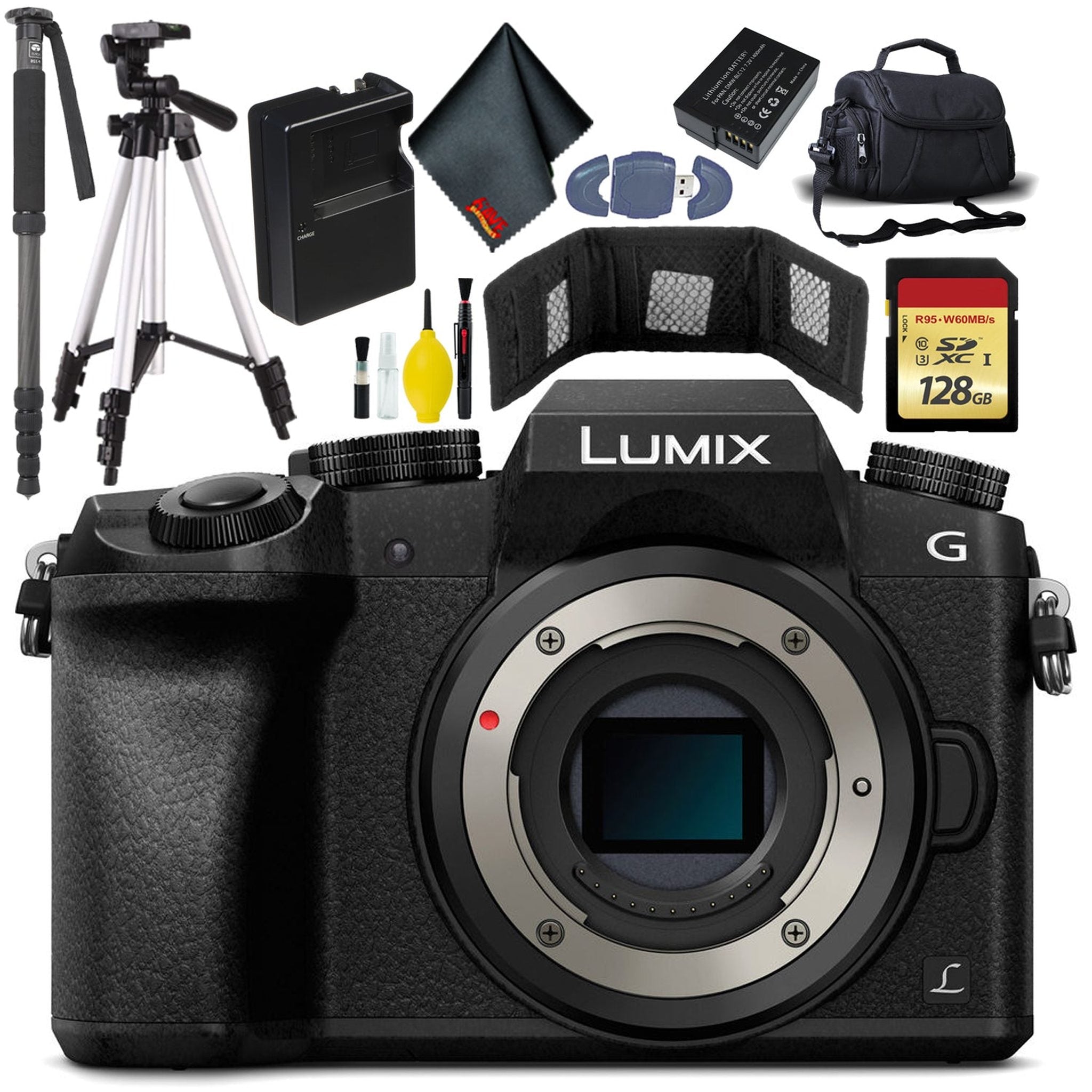 Panasonic Lumix DMC-G7 Camera-KitBox-NoLens - Battery 2 - Charge - 128GB - Tri+Monopod+ Panasonic