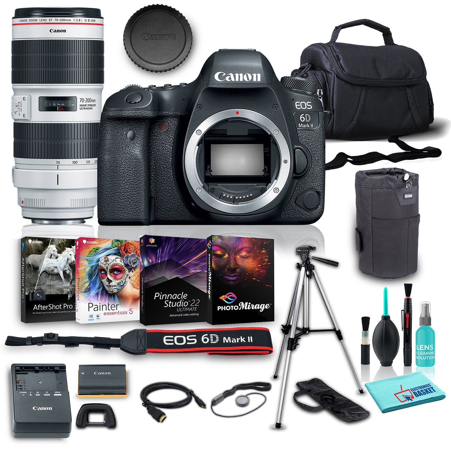 Canon EOS 6D Mark II DSLR Camera Body Only w/ Canon EF 70-200mm f/2.8L IS III USM Lens Bundle w/ 8 Piece Accessories Canon