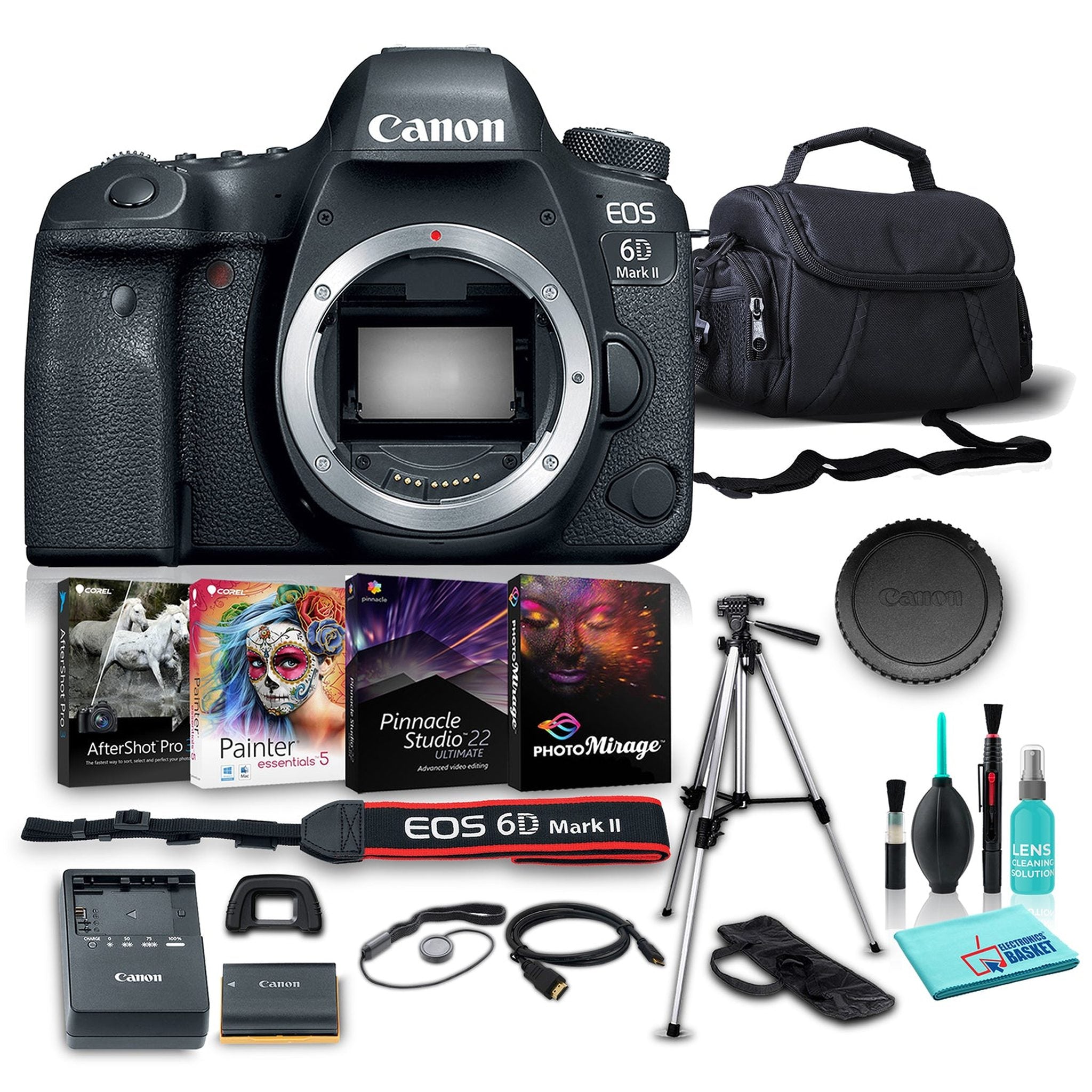 Canon EOS 6D Mark II DSLR Camera Body Only , 26.2MP Full-Frame CMOS Sensor, DIGIC 7 Image Processor w/ 7 Piece Accessories Canon