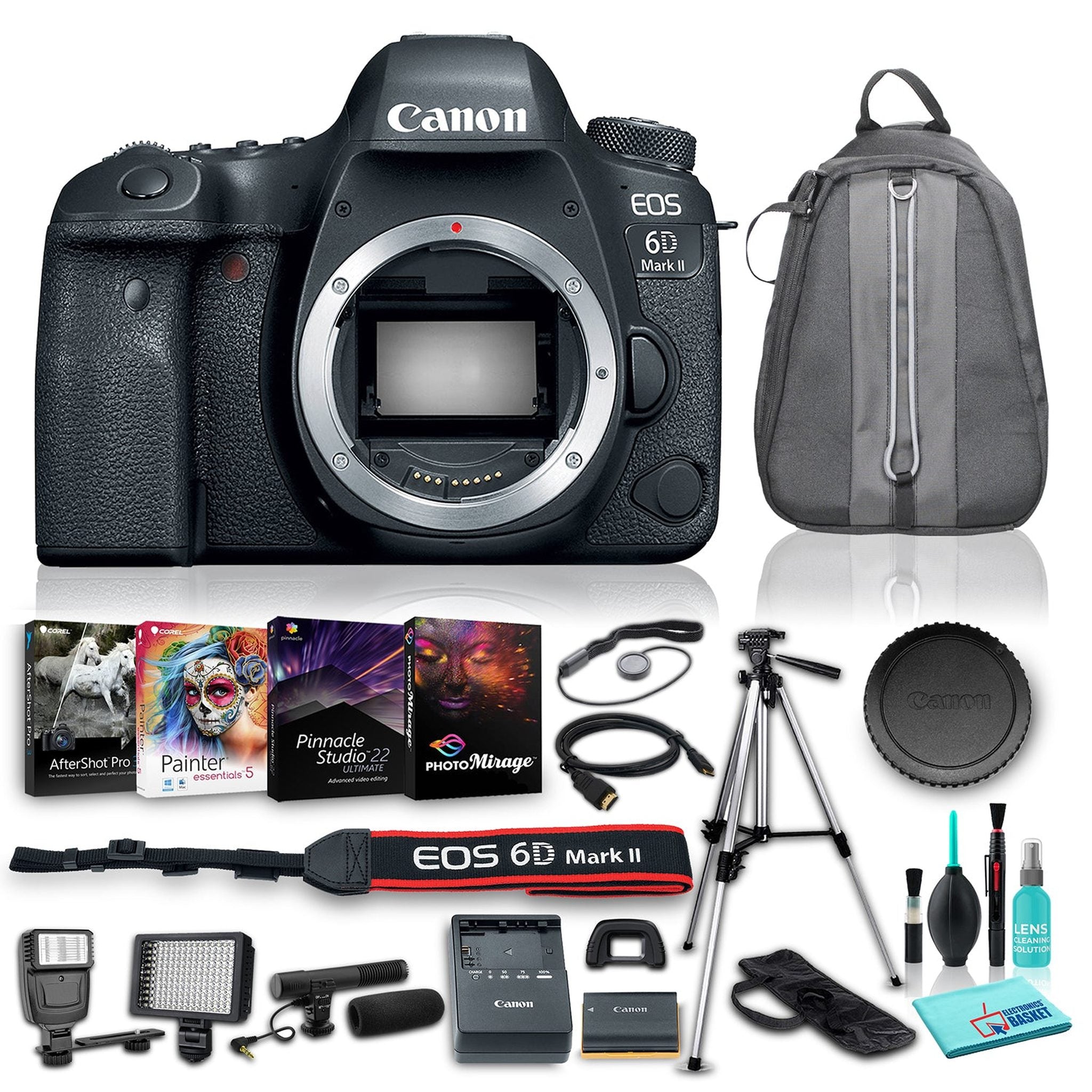 Canon EOS 6D Mark II DSLR Camera Body Only , 45-Point All-Cross Type AF System, DIGIC 7 Image Processor w/ 10 Piece Accessories Canon