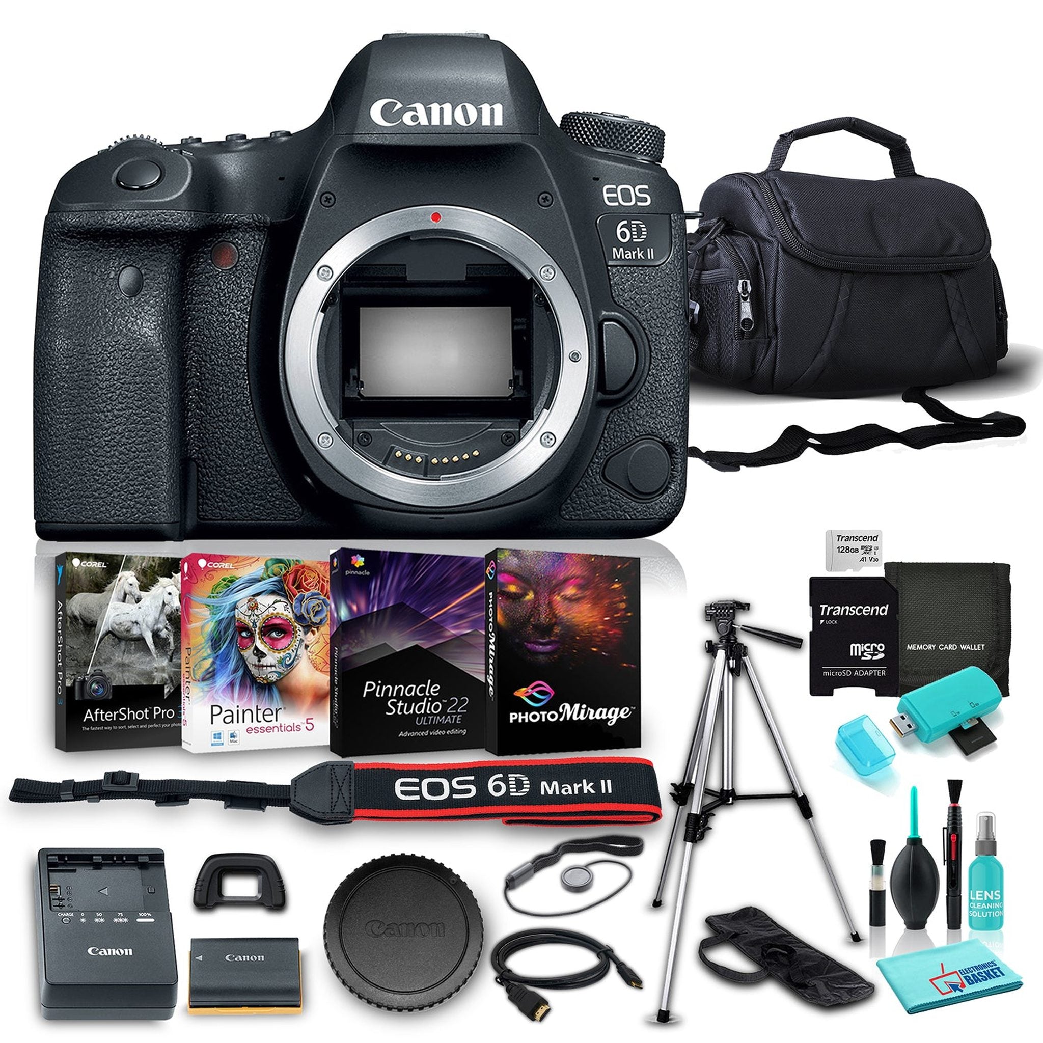 Canon EOS 6D Mark II DSLR Camera Body Only , 26.2MP Full-Frame CMOS Sensor, DIGIC 7 Image Processor w/ 10 Piece Accessories Canon