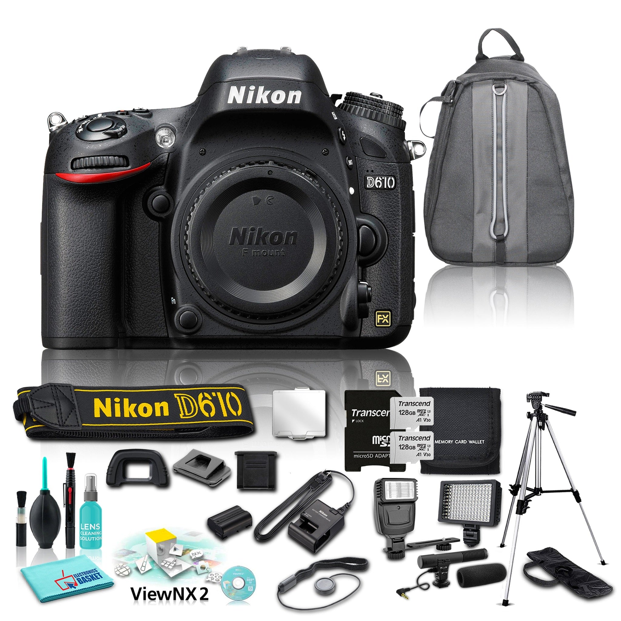 Nikon D610 24.3MP Full HD 1080p Recording DSLR Camera and 13 Piece Accessories Combo Bundle - Body Only Nikon