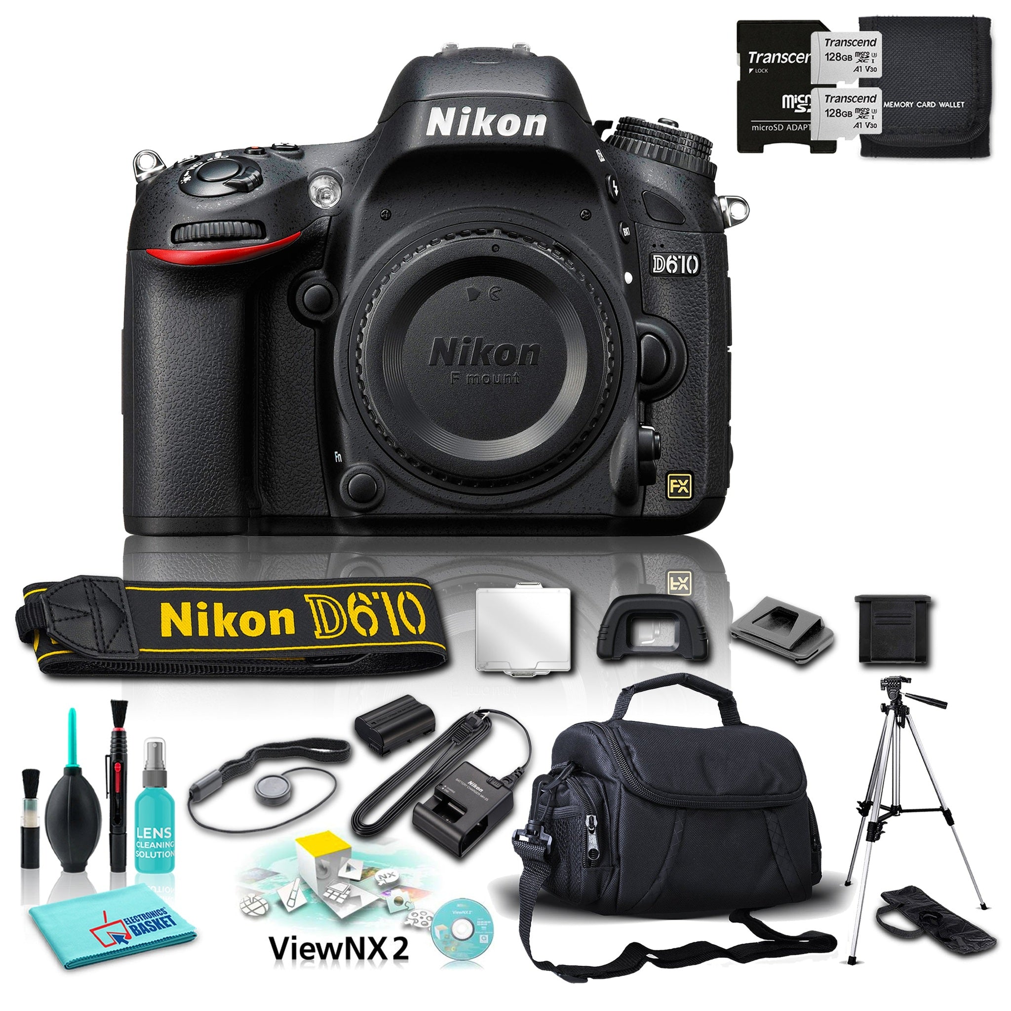 Nikon D610 24MP FHD 1080p DSLR Camera + 9 Piece Accessories Bundle - No Lens Nikon