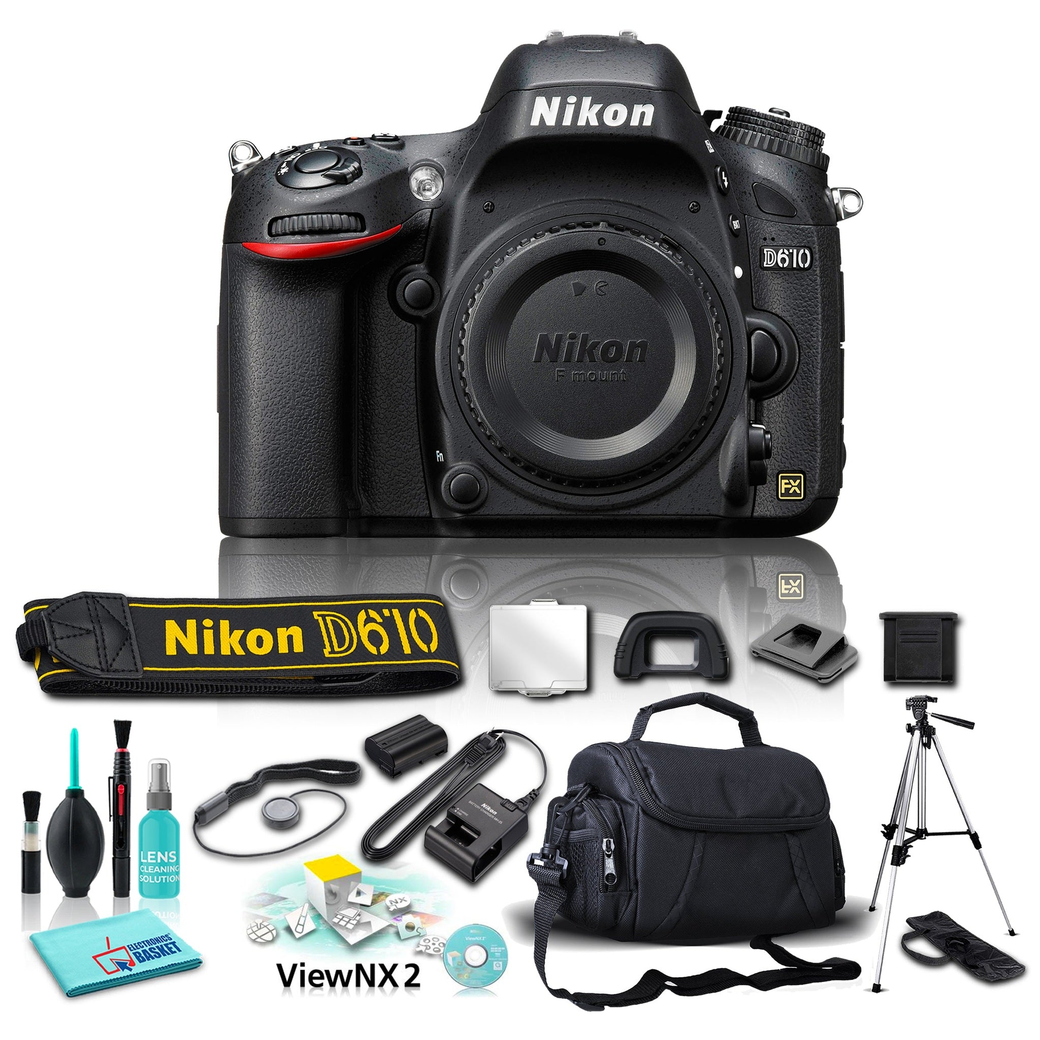 Nikon D610 DSLR Camera Body Only Basic Bundle with 5 Piece Accessories Nikon