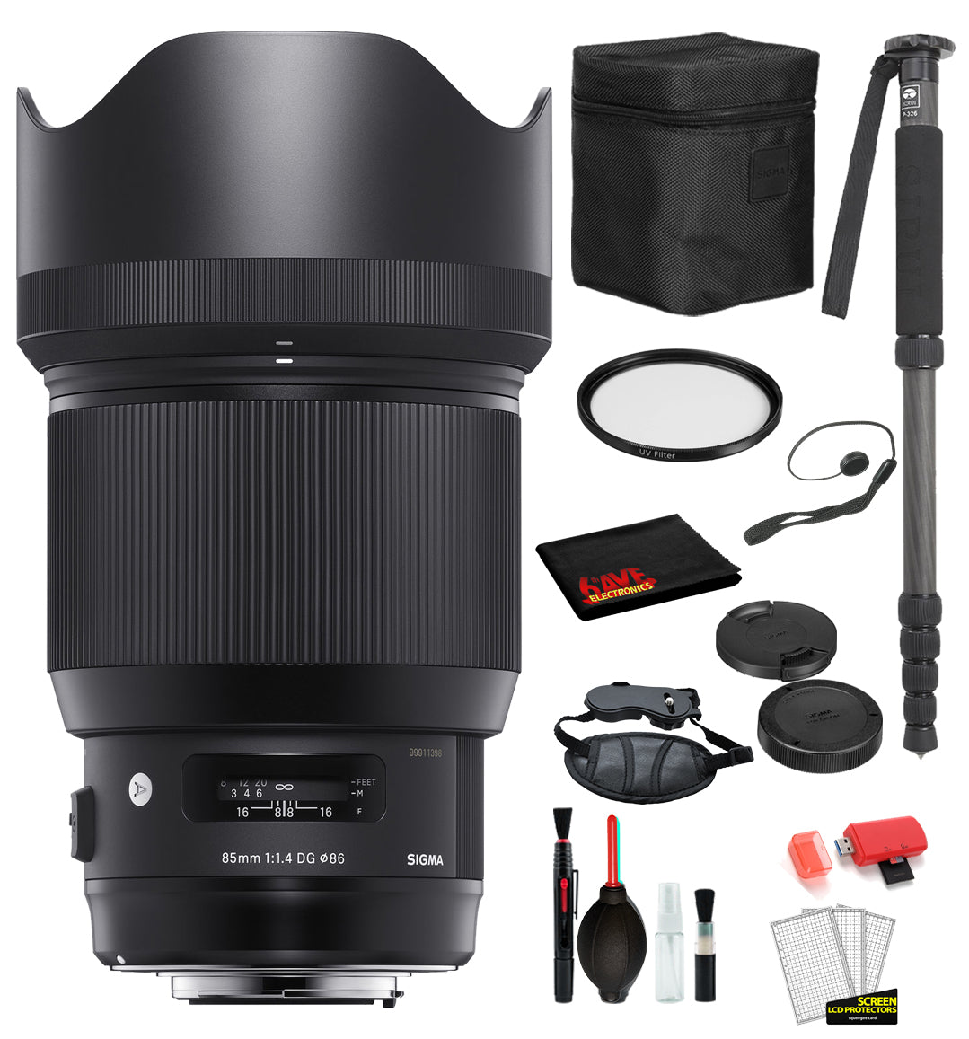 Sigma 85mm f/1.4 DG HSM Art Lens for Canon EF with Bundle Includes: UV Filter + 70?? Monopod + More Sigma