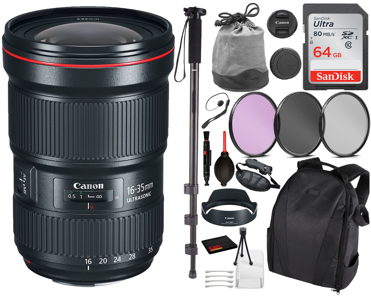 Canon EF 8-15mm f/4L Fisheye USM Lens 4427B002 Essential Bundle Kit for Canon EOS - International Model No Warranty Canon